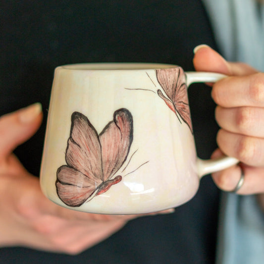 Butterfly Mug - Handmade Coffee Mug, Ceramic Coffee Cup, Handpainted Mug