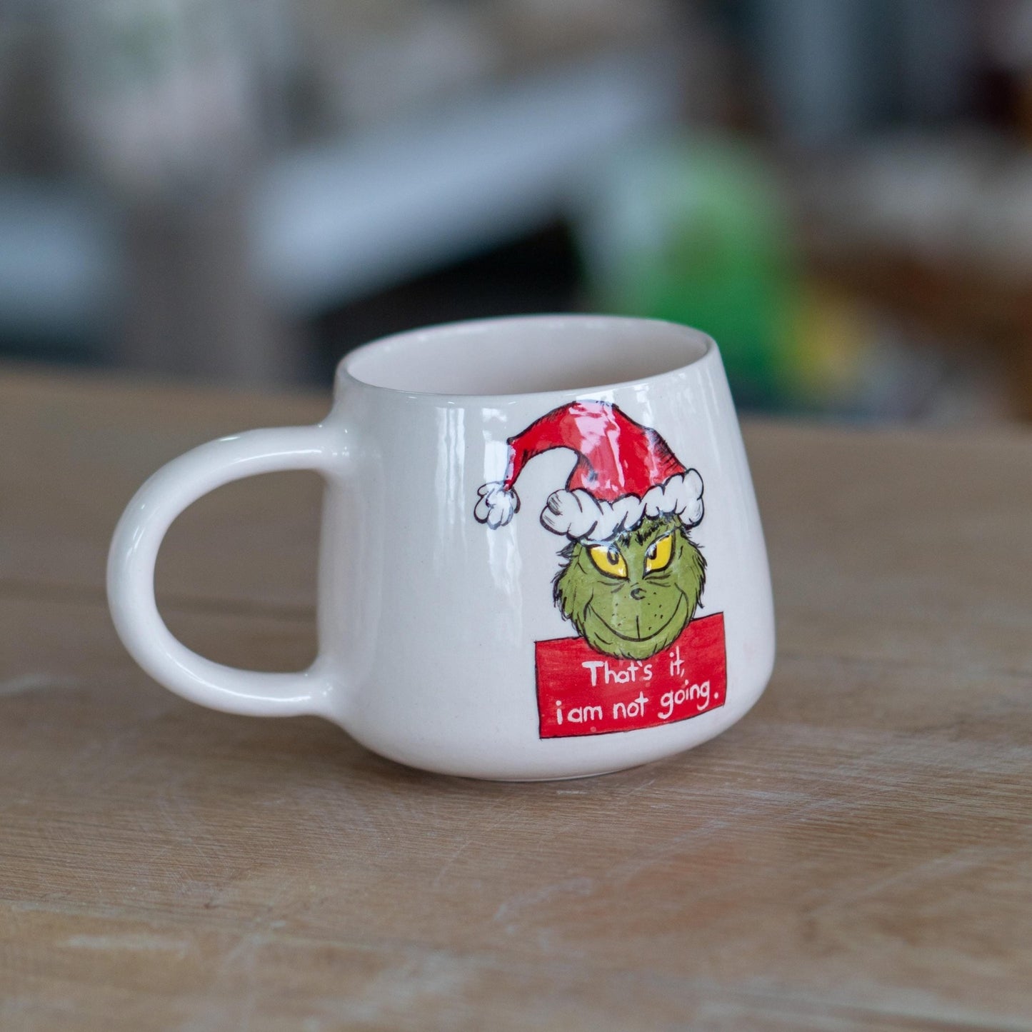 Custom Christmas Grinch Mug - Personalized Mug, New Year Winter Mug, Handmade Ceramic Coffee Mug