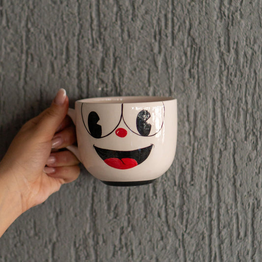 Funny Coffee Mug – Handmade Cartoon Face Ceramic Cup, Cute Mug Gift for Her or Him