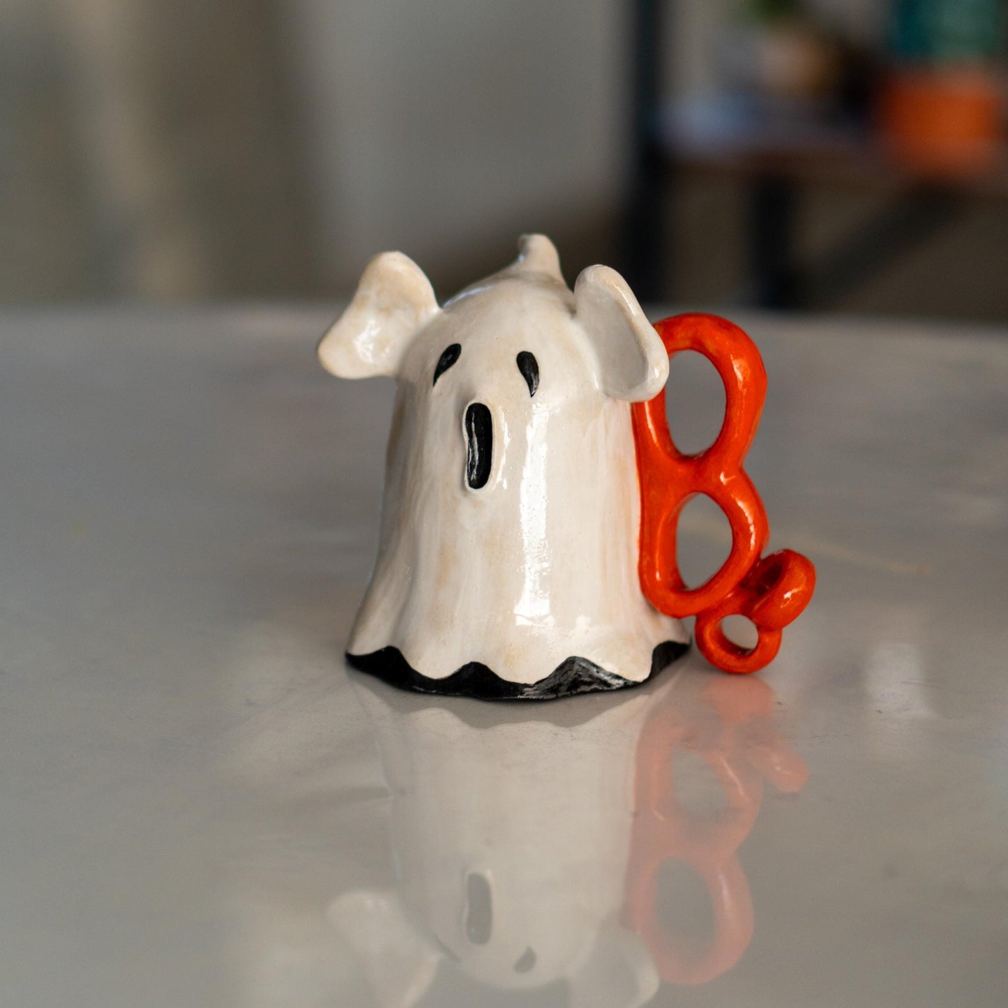 Halloween Ghost and Coffee Mug, Ceramic Ghost Mug, Funny Halloween Mug