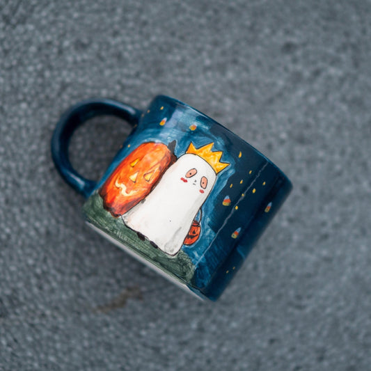 Halloween Ghost Mug - Pumpkin Mug, Ceramic Coffee Cup, Fun Spooky Decor, Unique Fall Gift