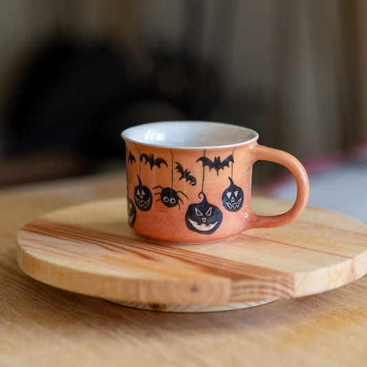 Halloween Mug, Handmade Halloween Gift, Pumpkin Mug