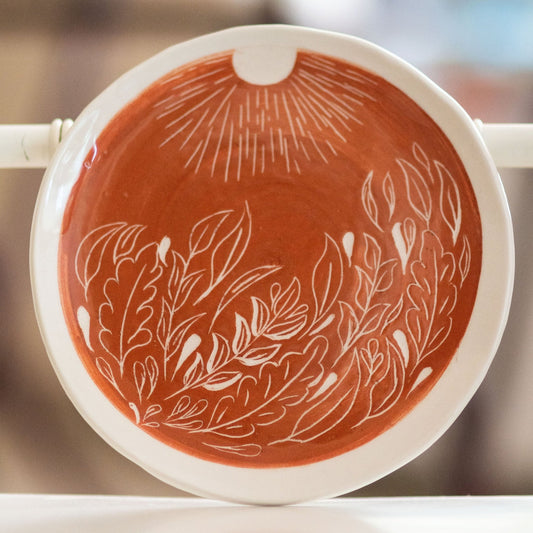Handmade Dinnerware, Floral Plate Set, Terracotta Ceramic Dinnerware, Elegant Dinner Plates