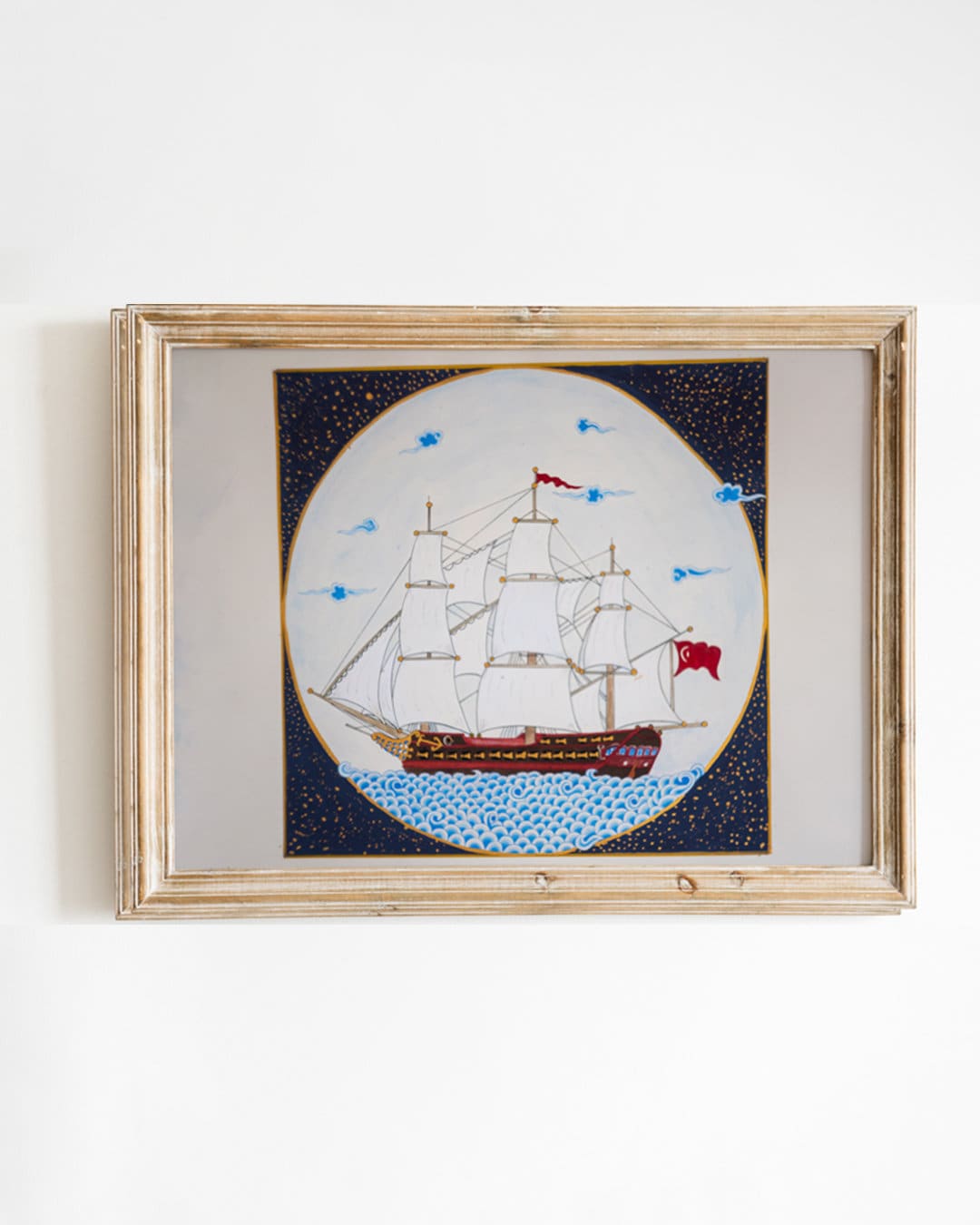 Miniature Wall Art - Original Handmade Painting - Unique Home Decor - Ancient Warship Theme