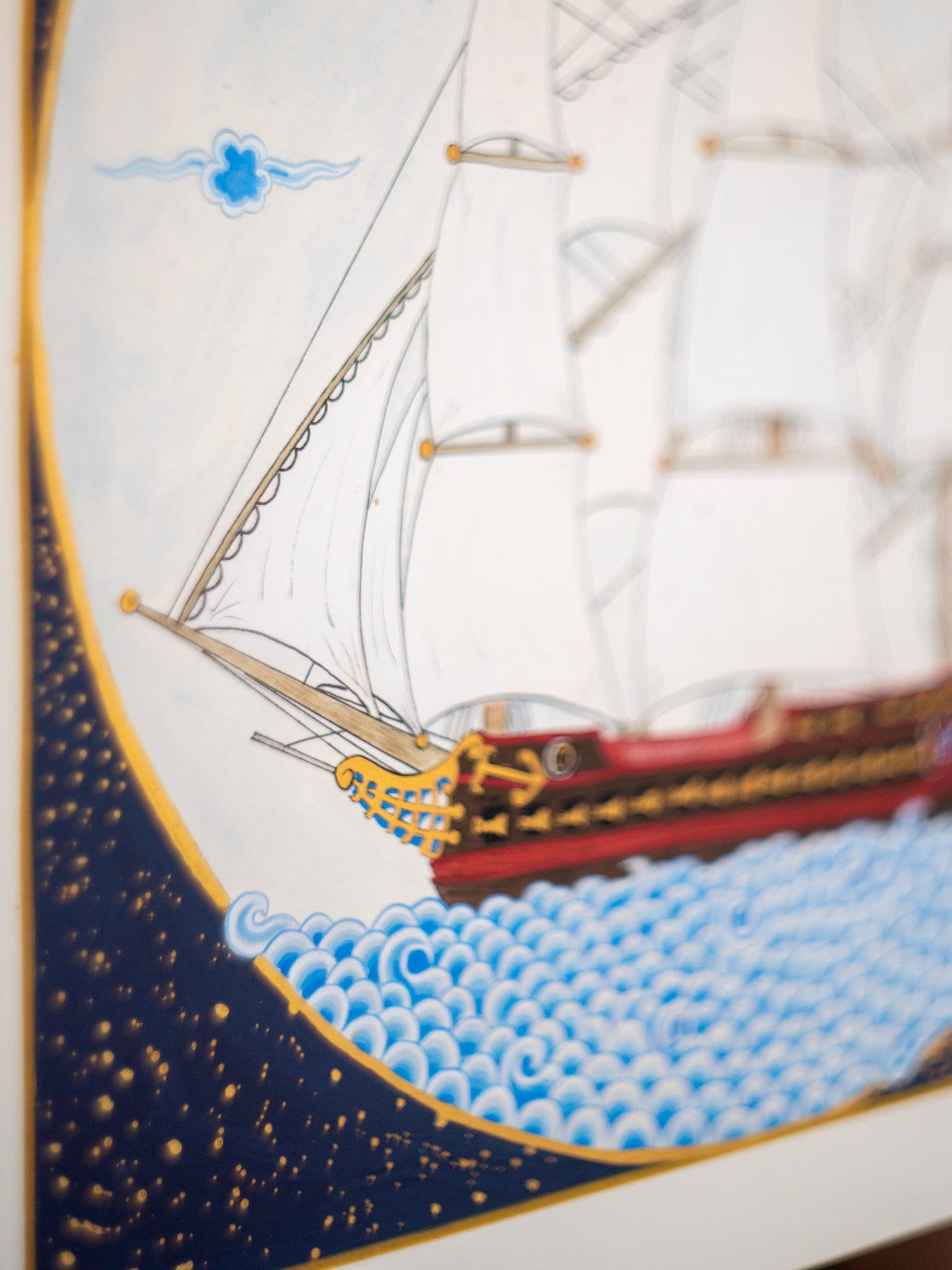 Miniature Wall Art - Original Handmade Painting - Unique Home Decor - Ancient Warship Theme
