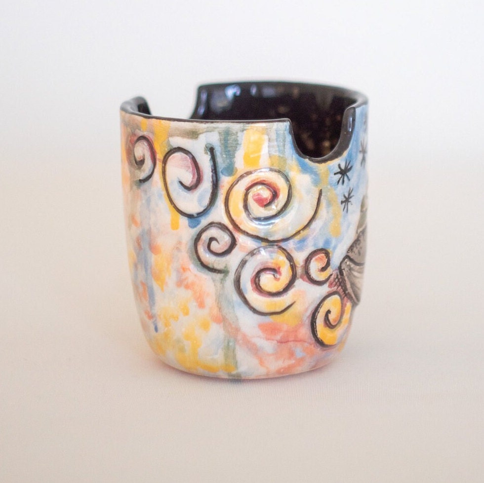 Special Design Coffee Mug/Relief Whale and Nature Pattern/Special Gift/Gift for Her/Special Drinkware