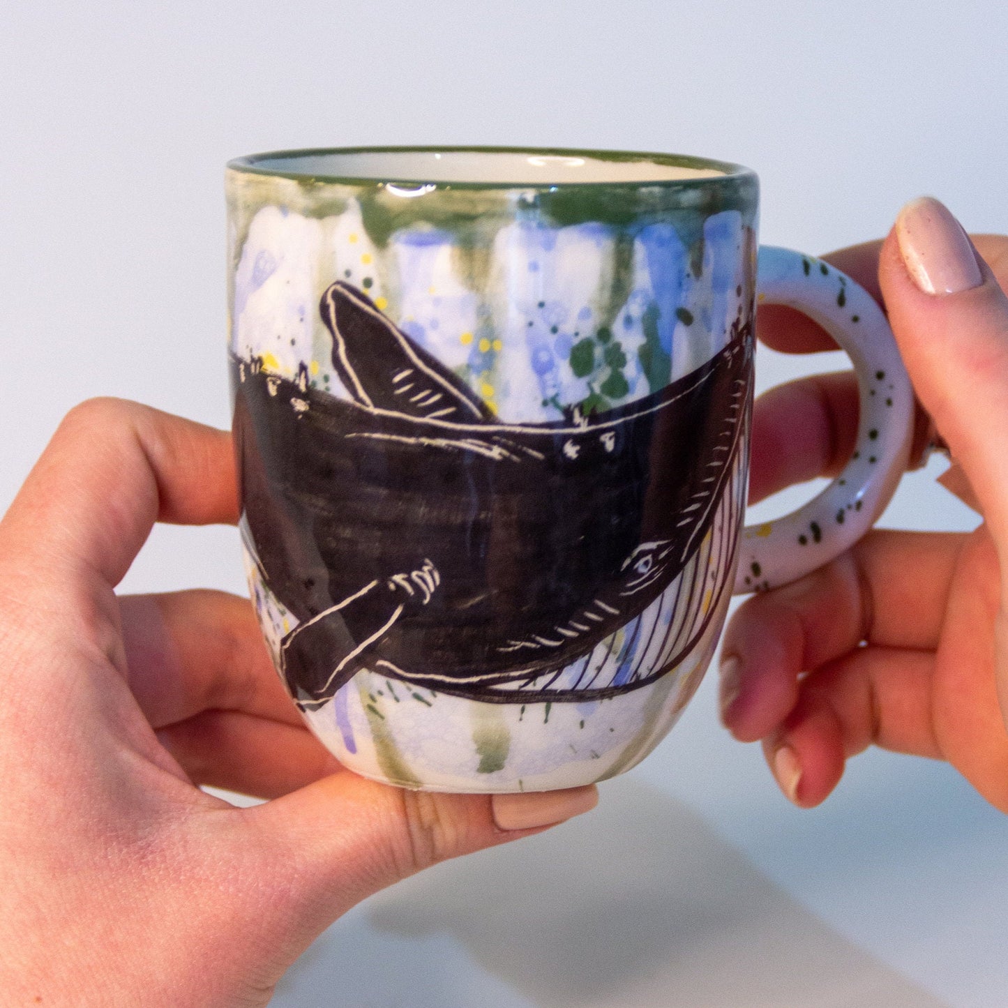 Whale Coffee Mug, Handmade Ceramic Mug, Pottery Coffee Mug