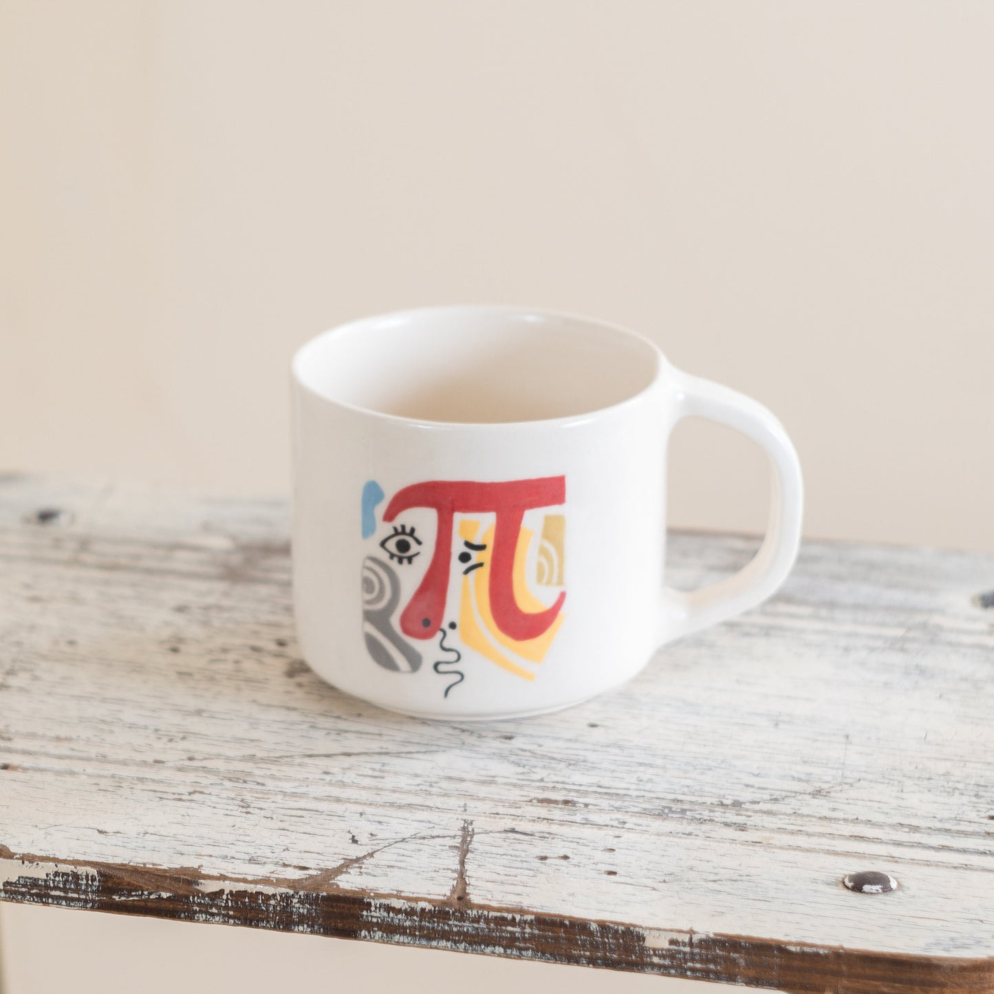 Pi Symbol Coffee Mug, Handmade Ceramic Mug with Picasso-Style Pi Symbol - Unique Gift for Math & Science Lovers, Geek Coffee Mug