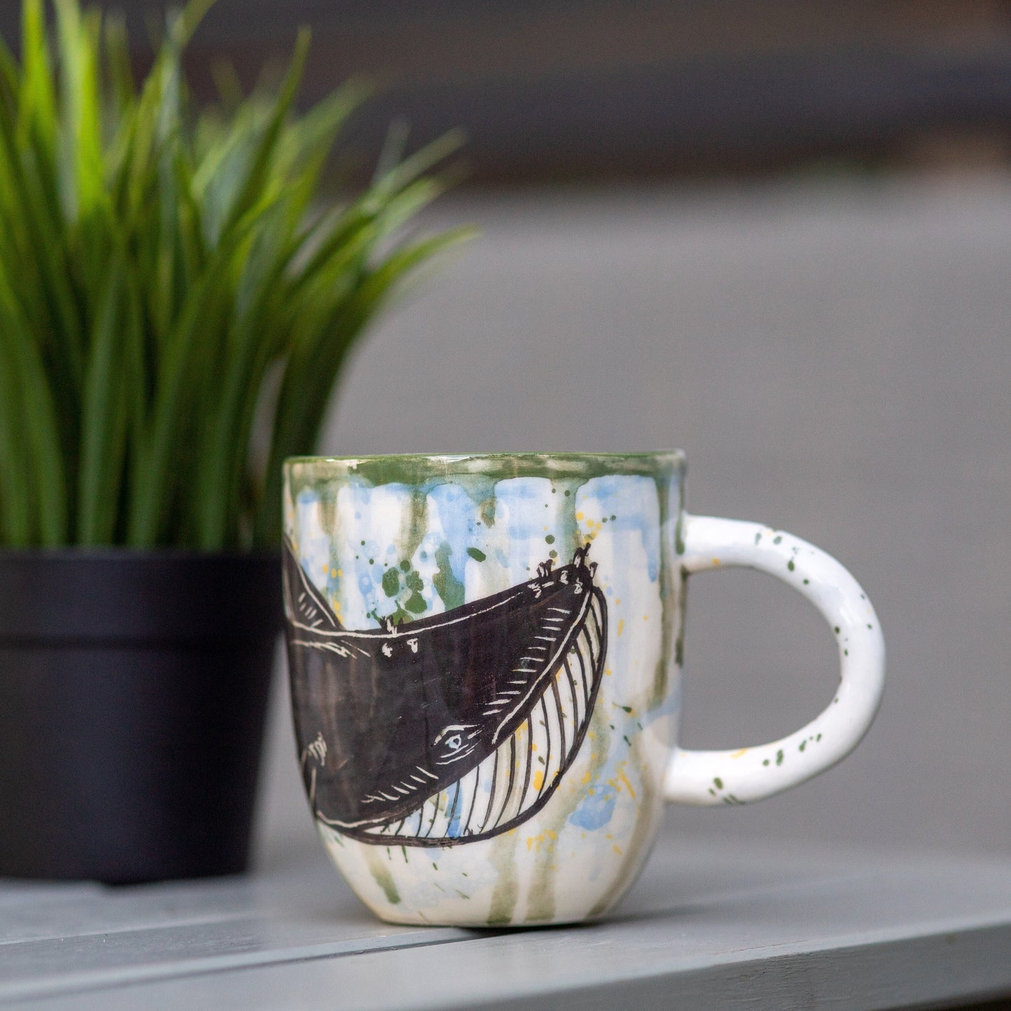 Whale Coffee Mug, Handmade Ceramic Mug, Pottery Coffee Mug
