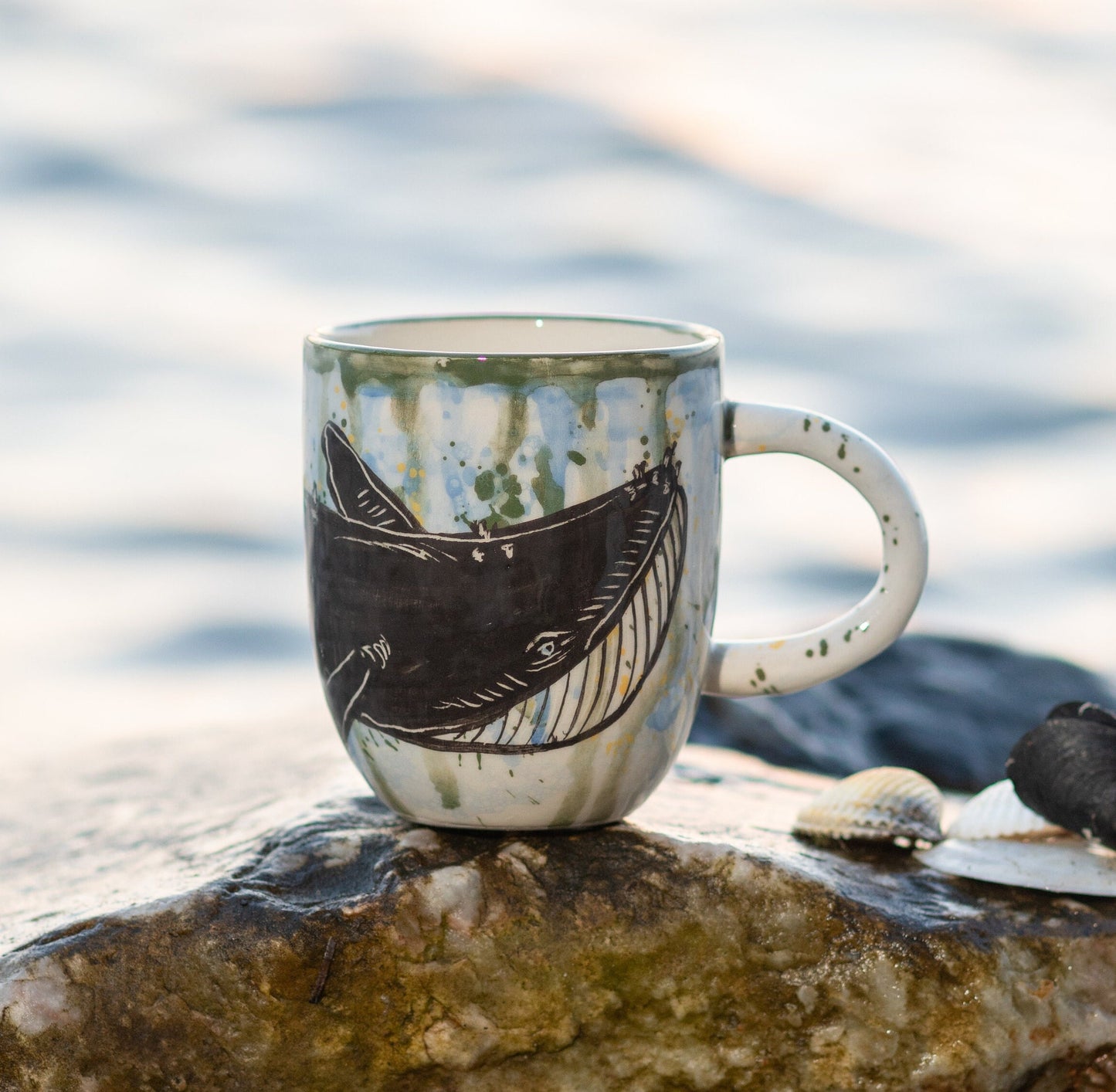 Whale Coffee Mug, Handmade Ceramic Mug, Pottery Coffee Mug