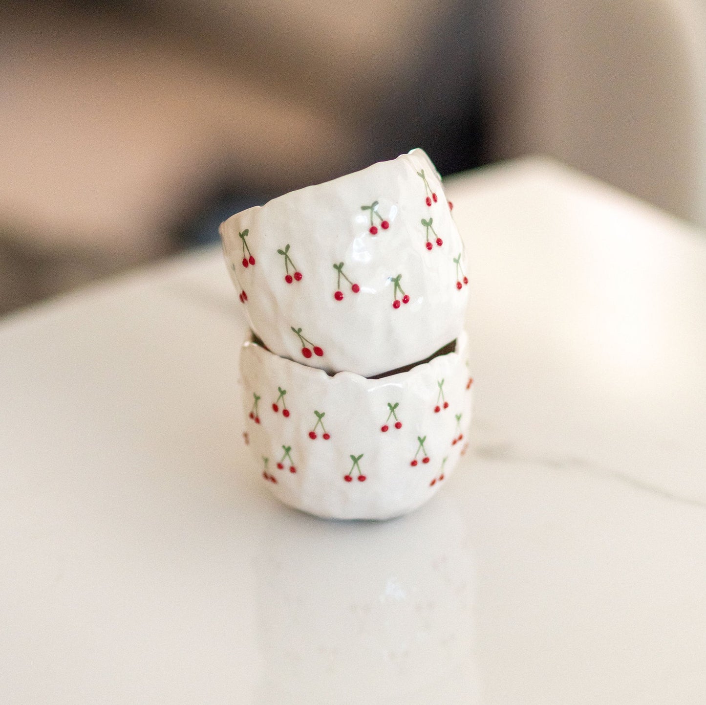 Handmade Ceramic Cup, Summer Fruit Drinkware, Handmade Colorful Cup, Vibrant Strawberry and Cherry