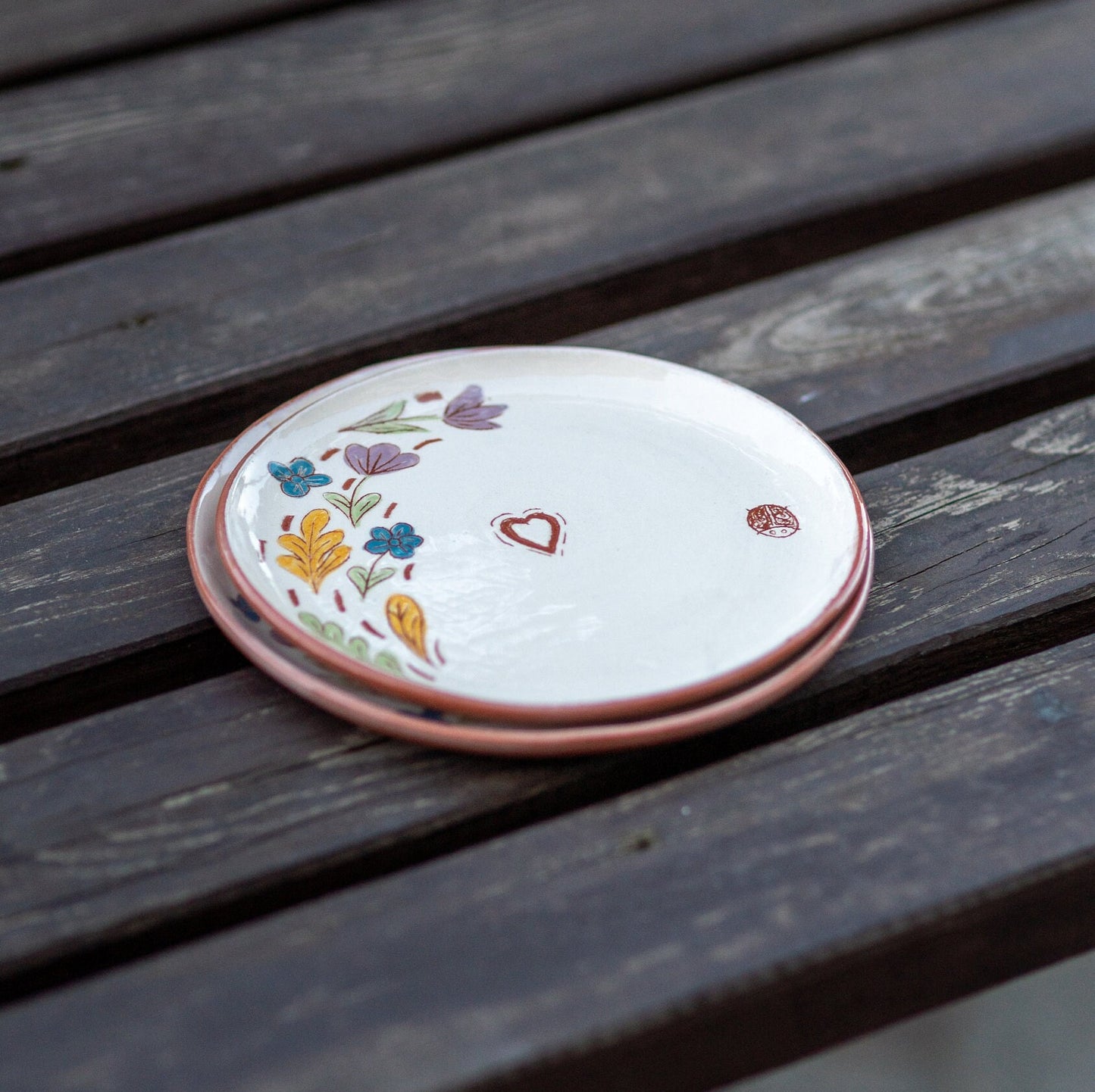 Floral Theme Terracotta Plate