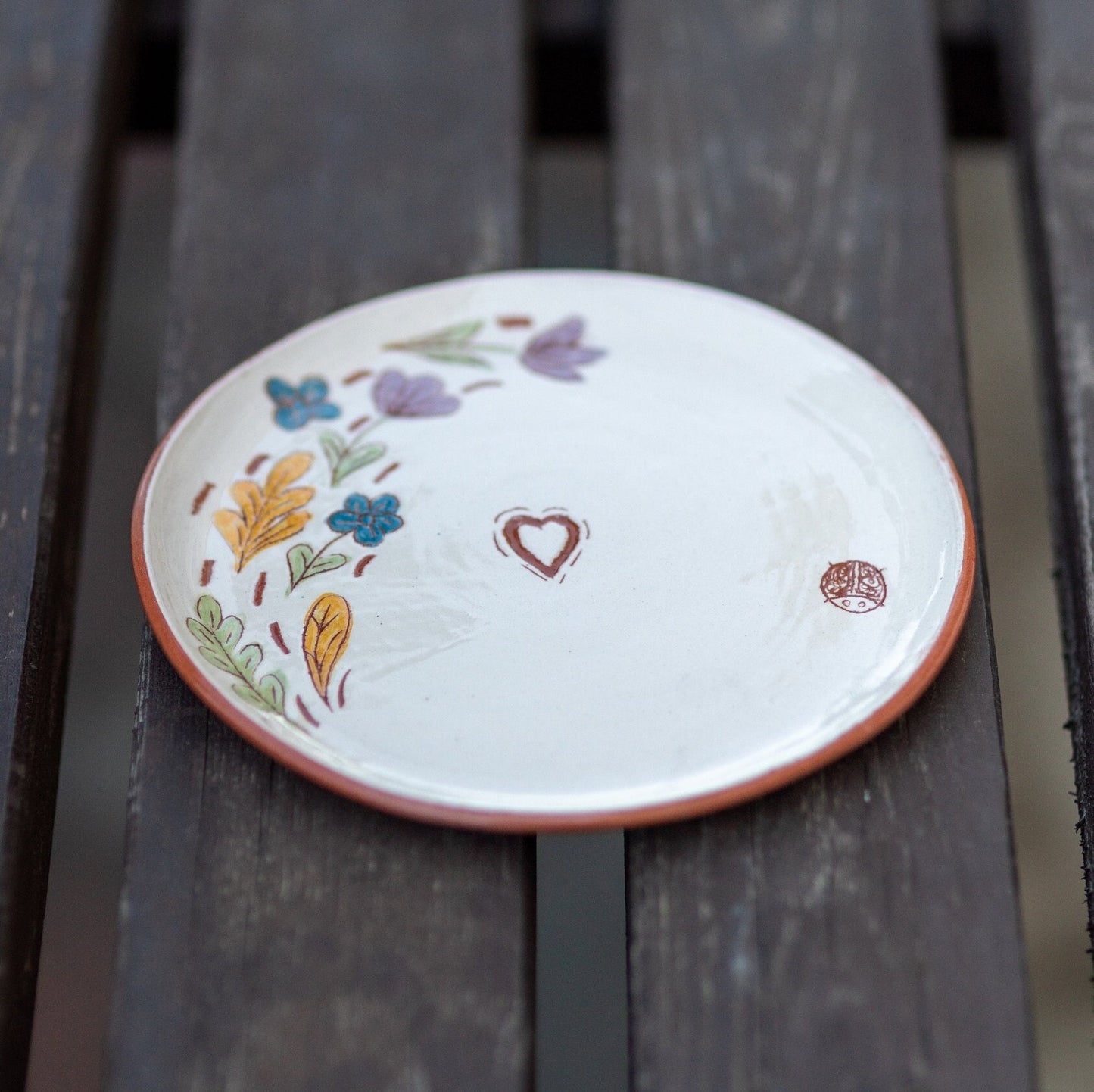 Ceramic Plate Set, Hand Carved Plate, Handmade Dinnerware Sets, Floral Theme Terracotta Plate