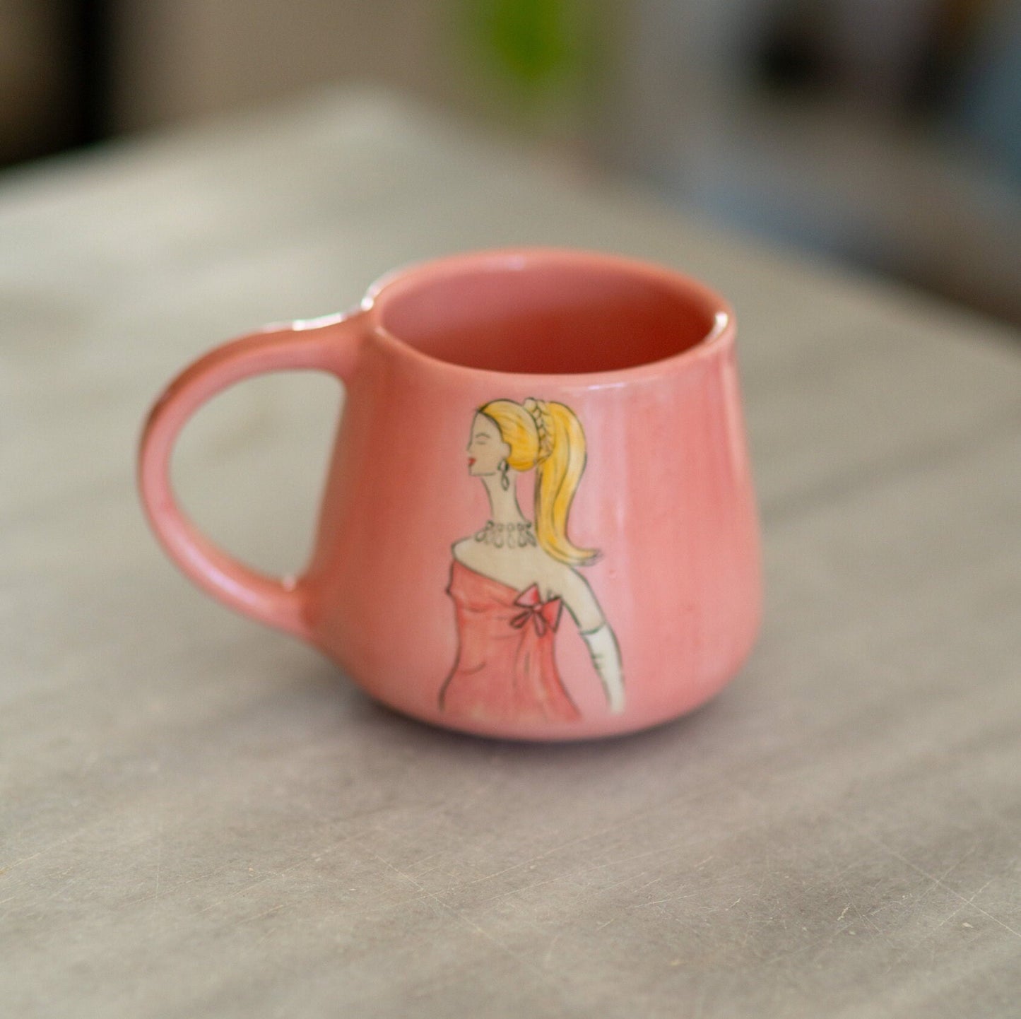 Pink Handmade Coffee Mug - Charming Ceramic Mug for Movie Lovers