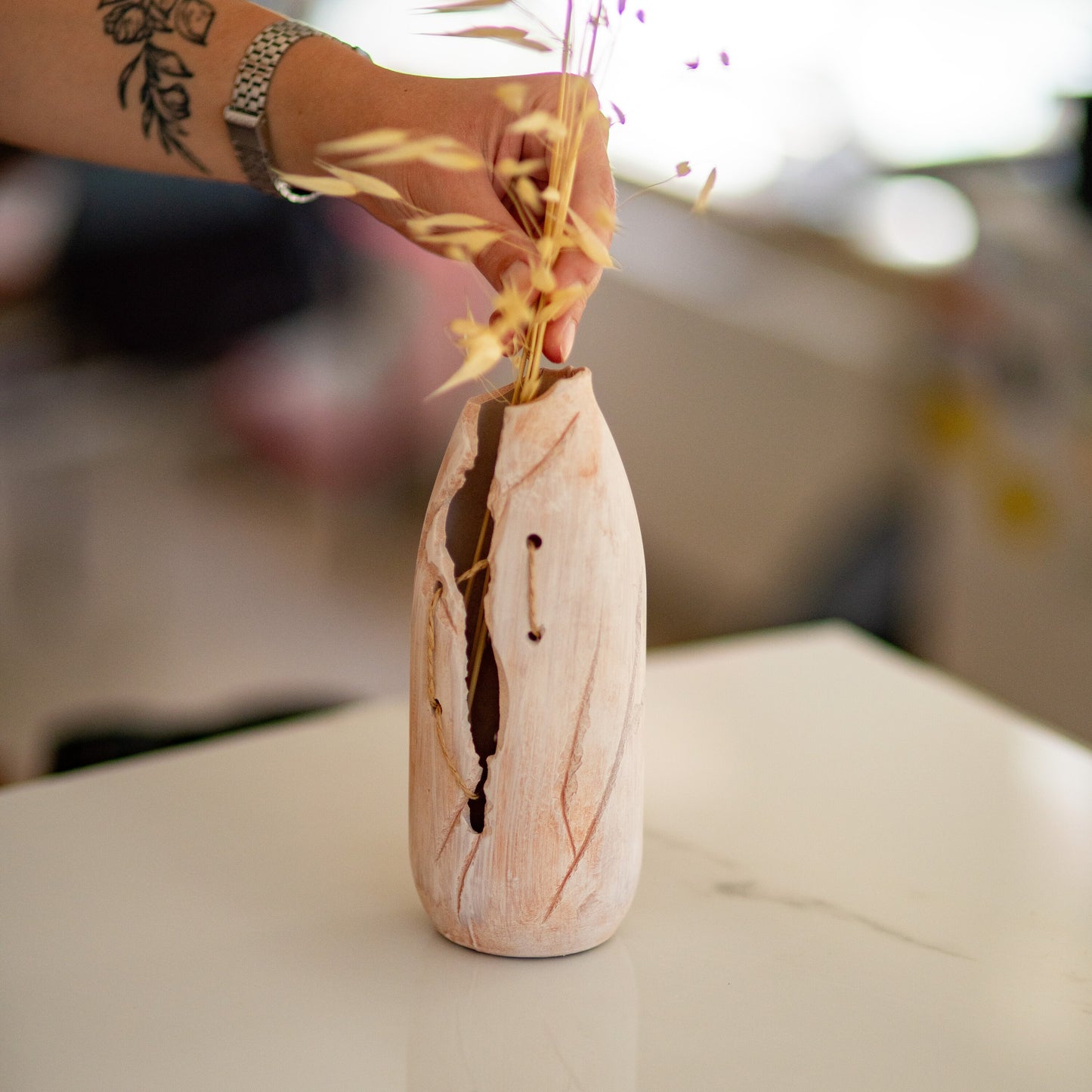 Fall Home Decor, Ceramic Vase, Rustic Home Decor, Dried Flower Vase
