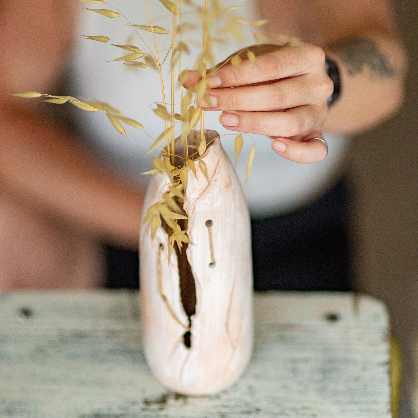 Fall Home Decor, Ceramic Vase, Rustic Home Decor, Dried Flower Vase