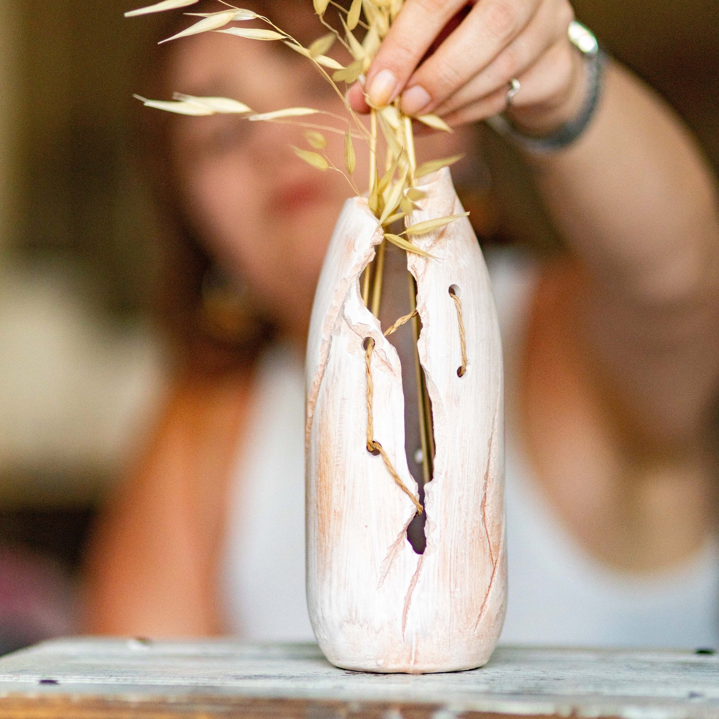Fall Home Decor, Ceramic Vase, Rustic Home Decor, Dried Flower Vase