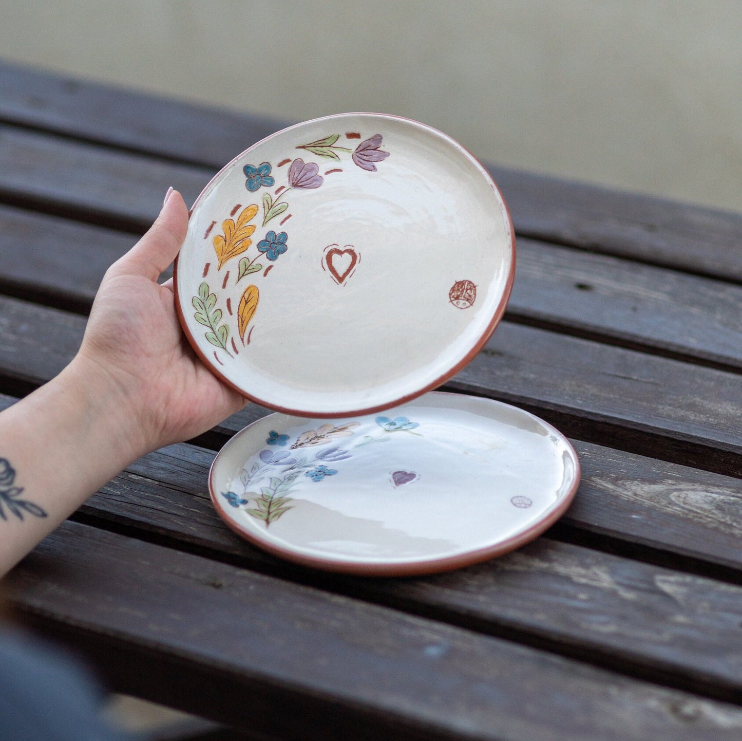 Floral Theme Terracotta Plate