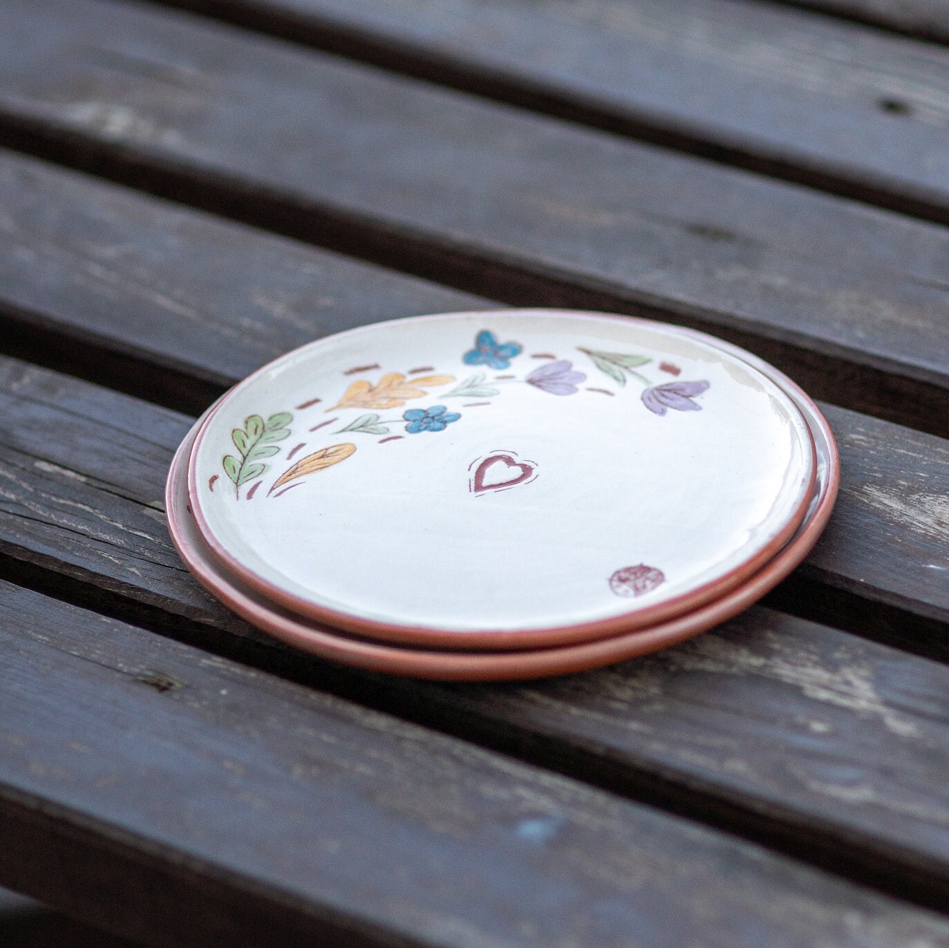 Floral Theme Terracotta Plate