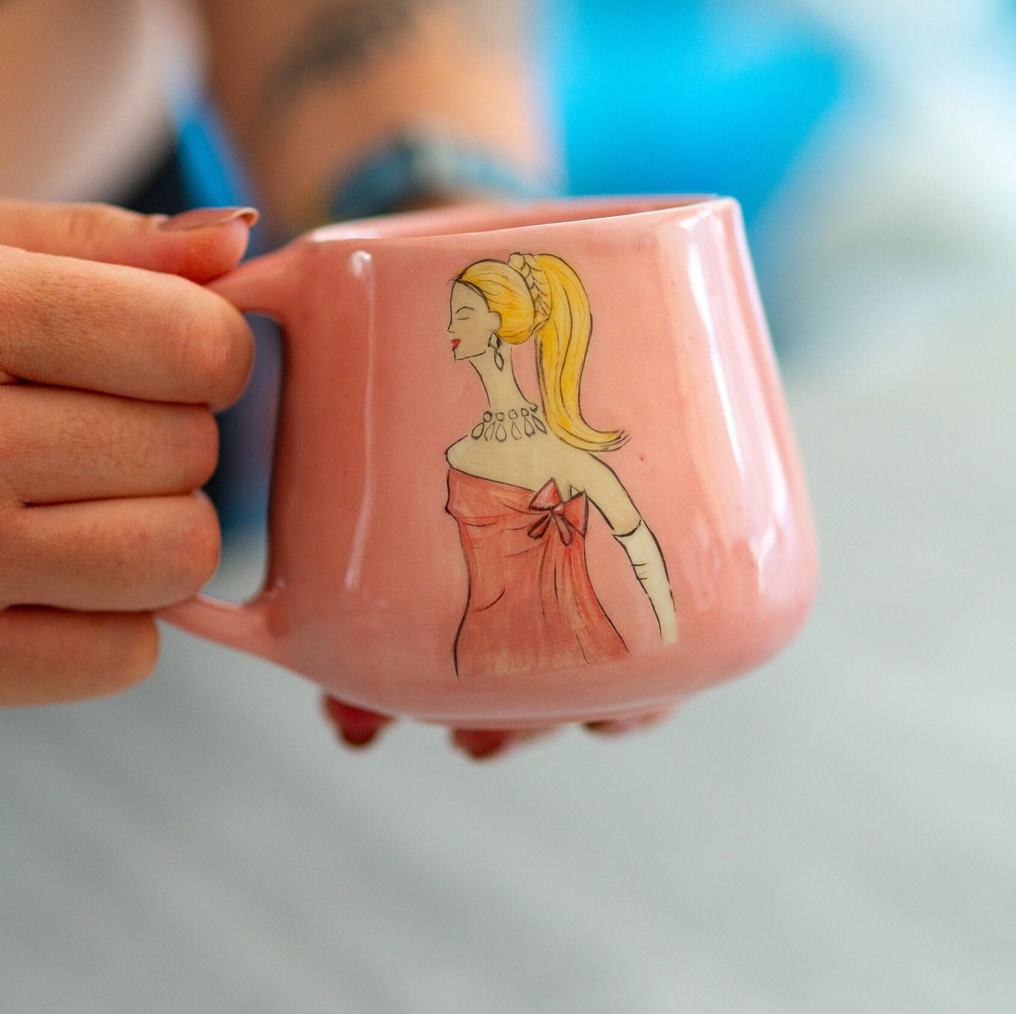 Pink Handmade Coffee Mug - Charming Ceramic Mug for Movie Lovers