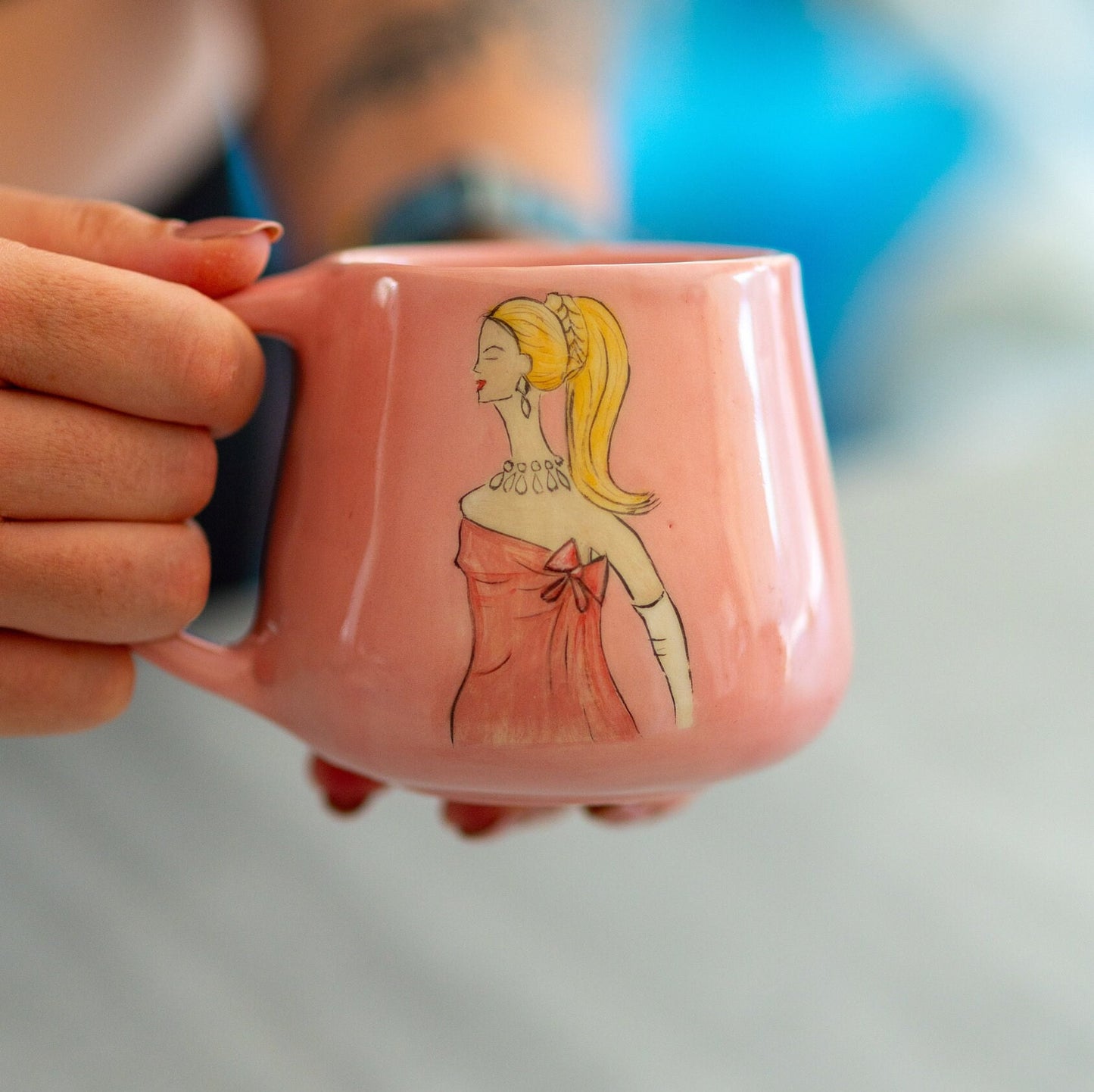 Pink Handmade Coffee Mug - Charming Ceramic Mug for Movie Lovers