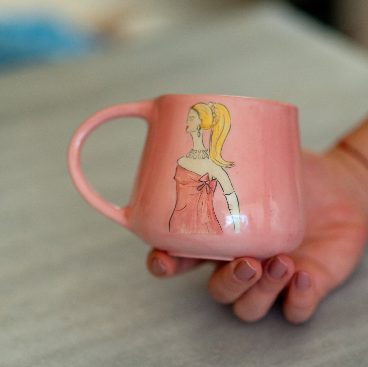 Pink Handmade Coffee Mug - Charming Ceramic Mug for Movie Lovers