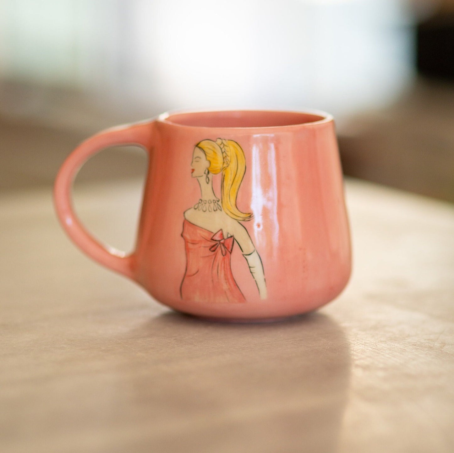 Pink Handmade Coffee Mug - Charming Ceramic Mug for Movie Lovers