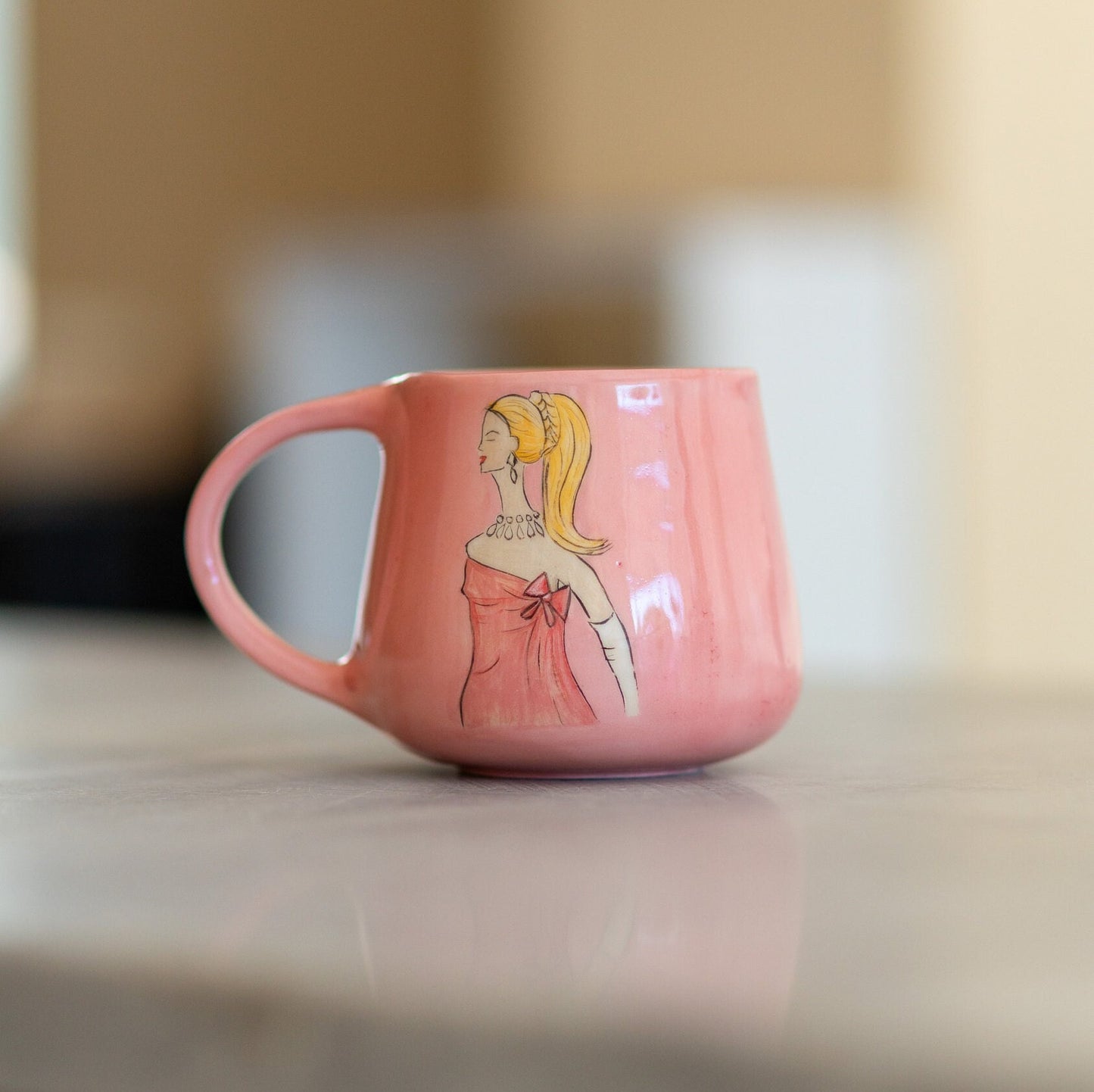 Pink Handmade Coffee Mug - Charming Ceramic Mug for Movie Lovers
