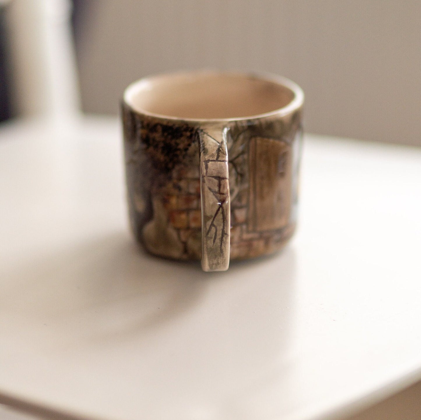 Halloween Witch and Cat Ceramic Mug, Handmade Halloween Gift, Pottery Coffee Mug