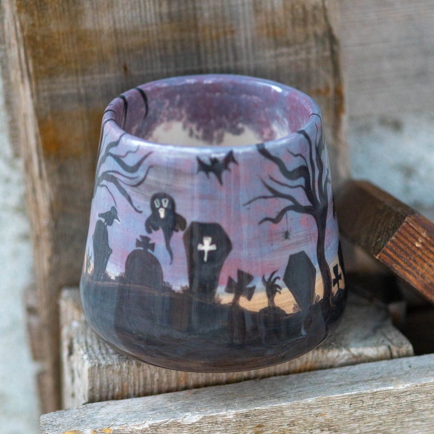 Spooky Mug, Halloween Gothic Mug, Ceramic Large Mug, Handmade Coffee Mug