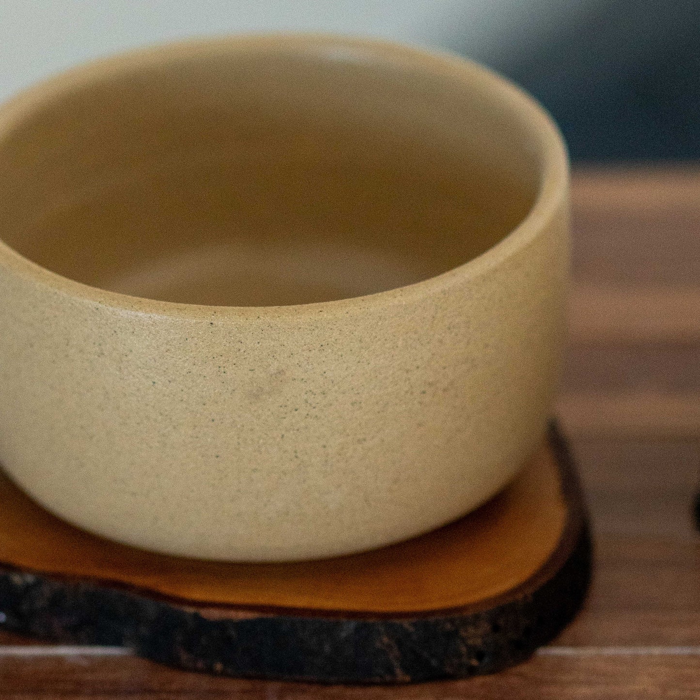 Coffee Cup Tea Cup and Wooden Sacuer, Stonware Mug Set, Handmade Tea Set