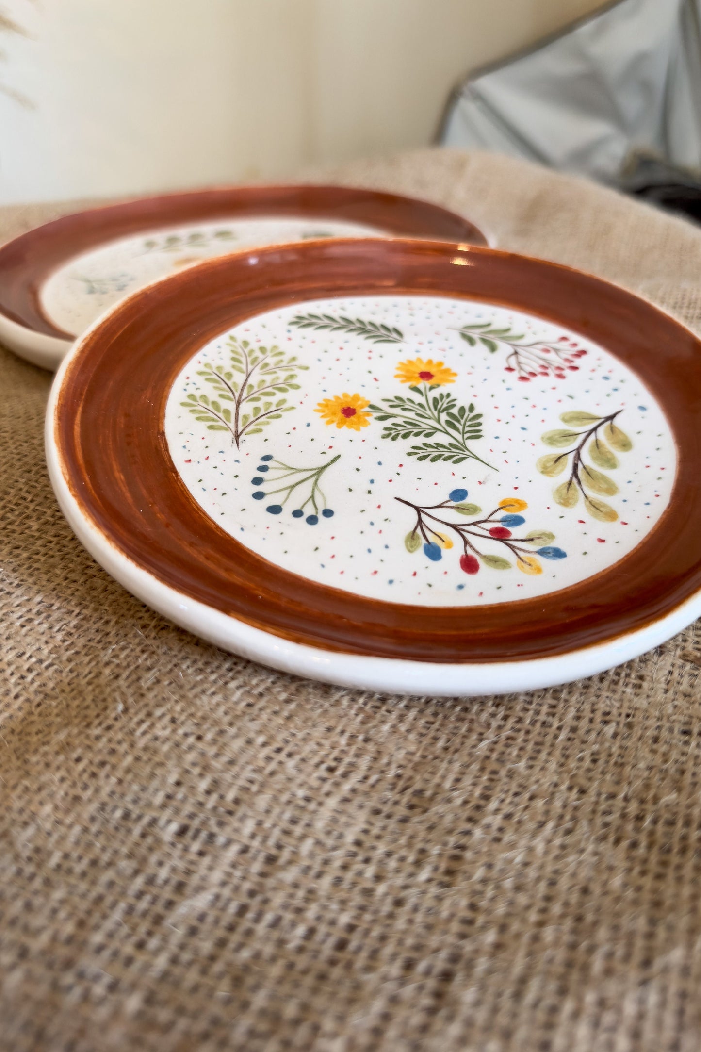 Fall Decor Ceramic Dinnerware Set, Handmade Pottery Plates, Autumnal Home Decor