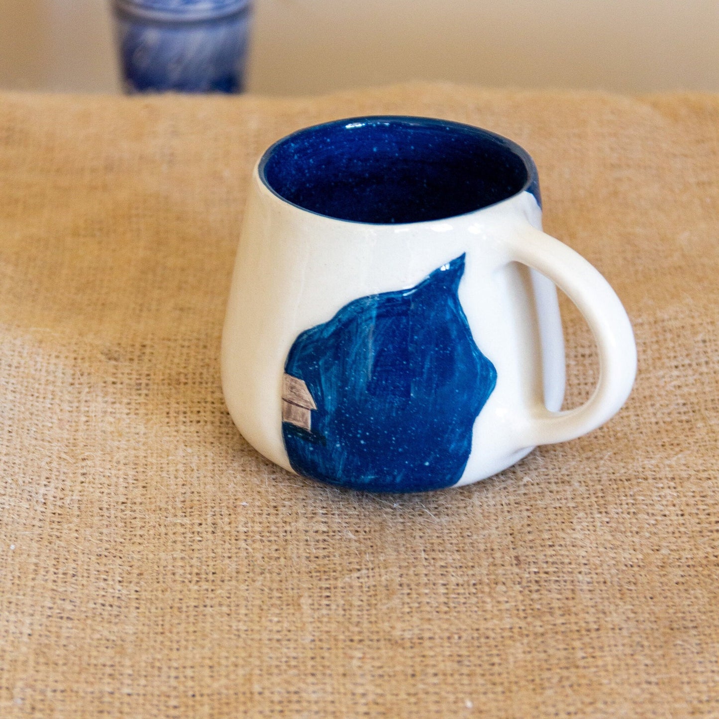 Pottery Mug Night and Stars, Handmade Ceramic Coffee Mug, Blue Sky Decorated