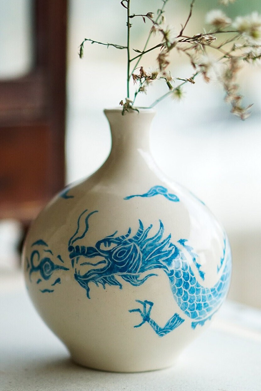 Dragon Vase Handmade Ceramic Vase, Lunar New Year Vase