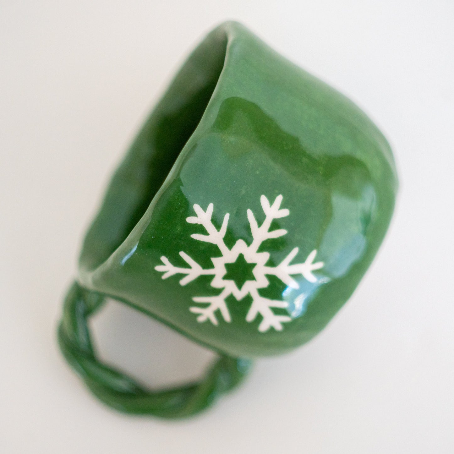 Christmas Gift Pottery Coffee Mug Tea Cup, Snowflake Decorated Mug Set