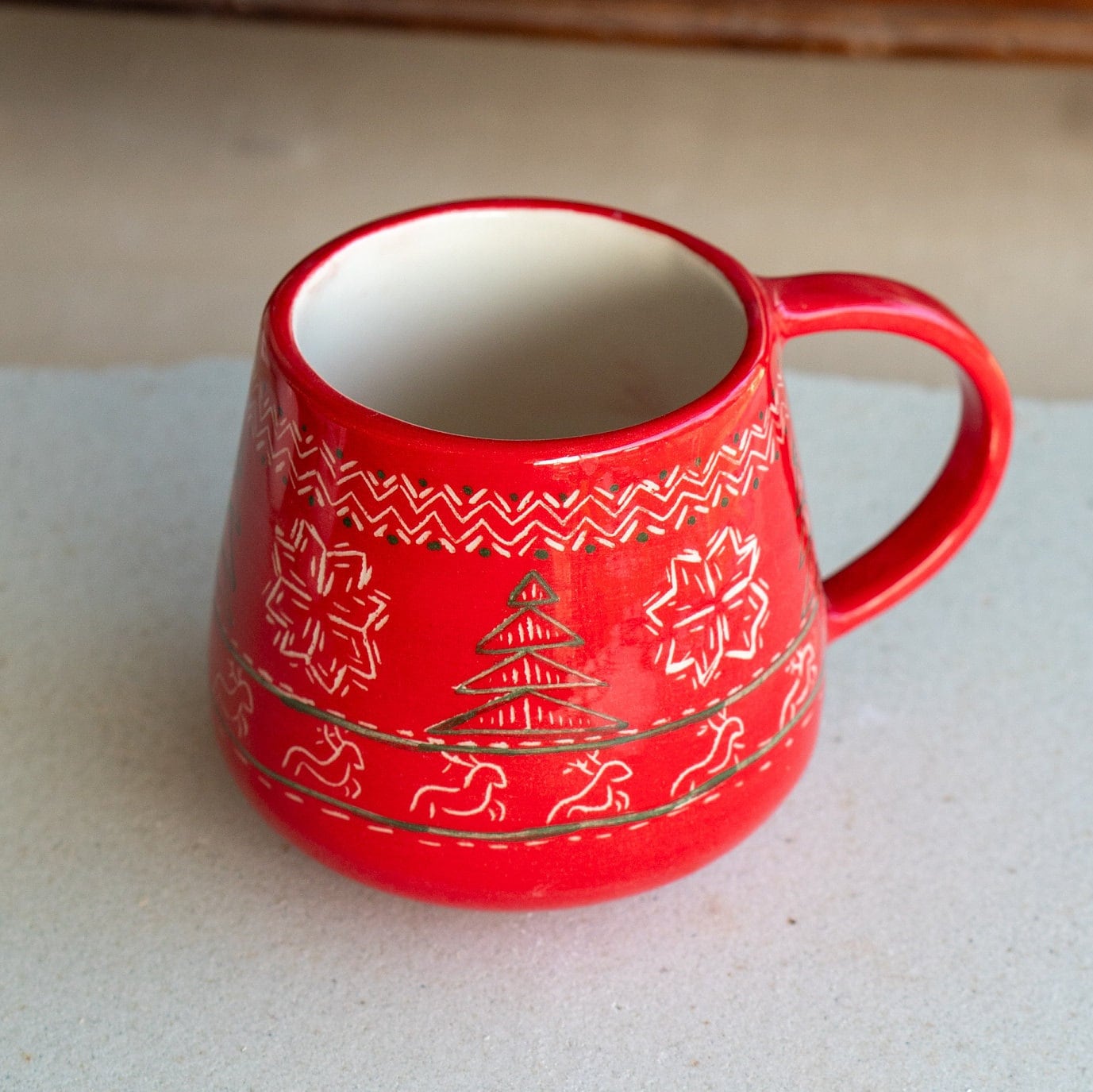 Christmas Mug Vintage Christmas Decor, Handmade Pottery Mug, Ugly Sweater Decor