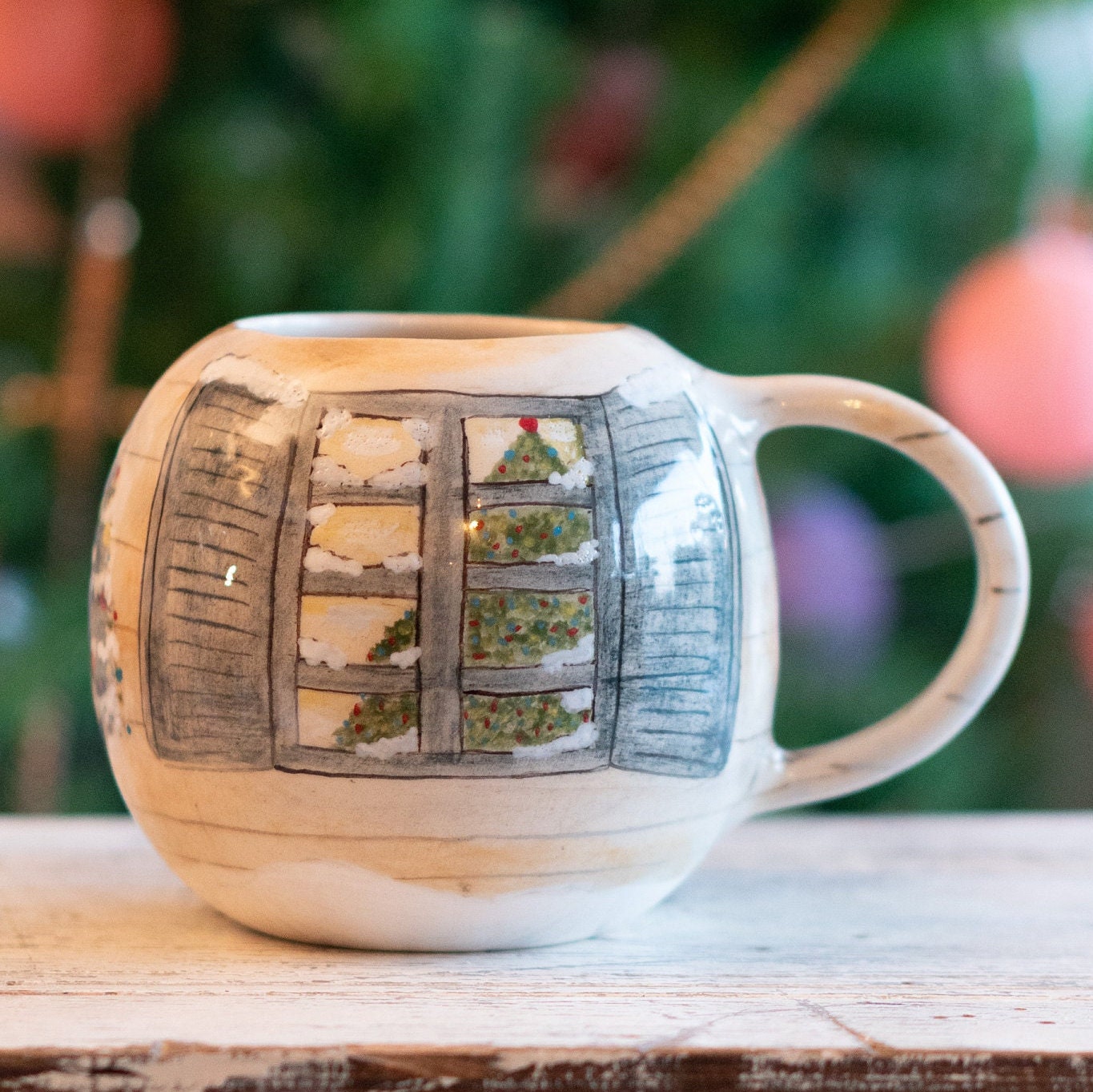 Christmas Coffee Mug, Cute House Decorated Ceramic Mug, Christmas Gift Idea