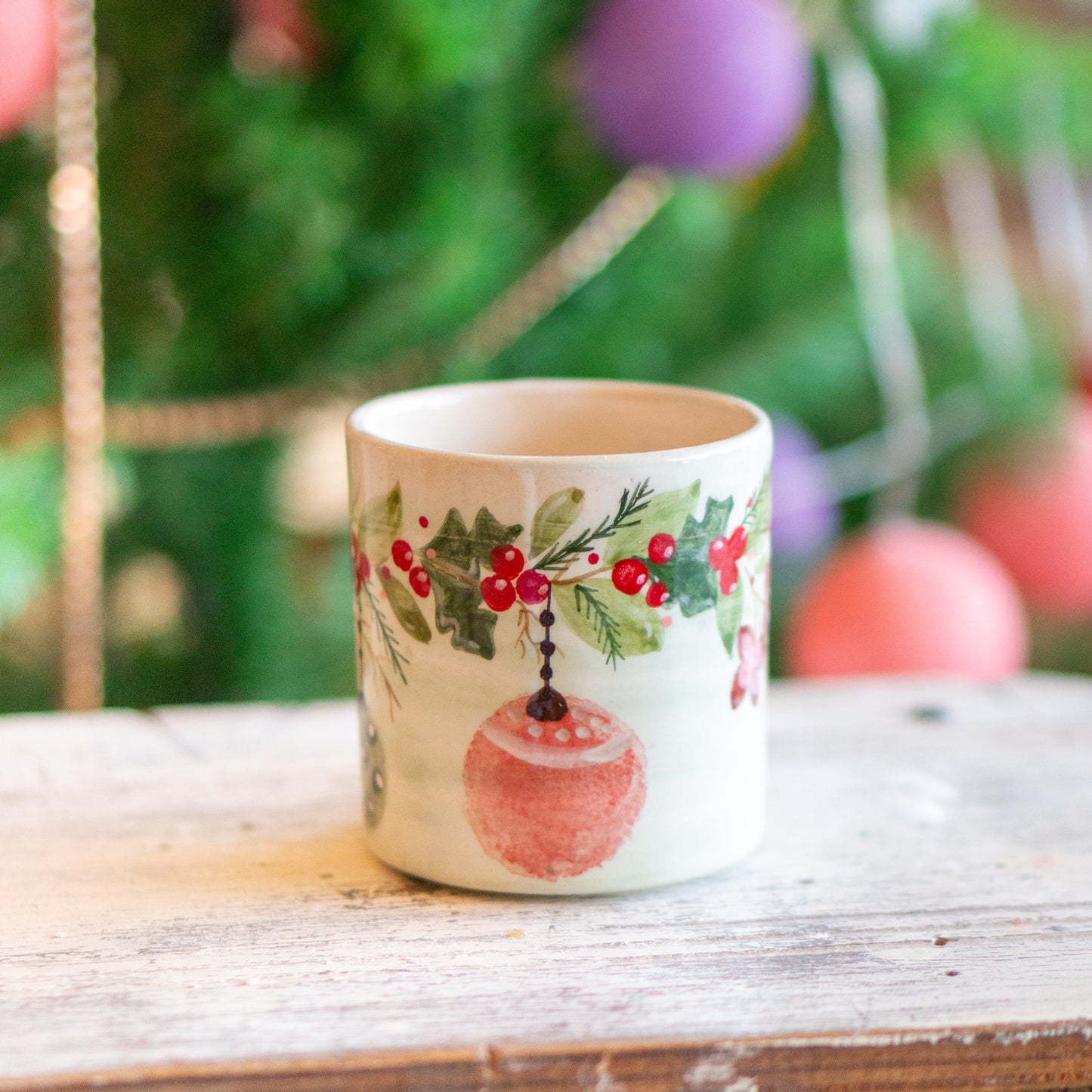Christmas Coffee Mug - Ornament Decor, Handmade Ceramic Coffee Mug, Unique Holiday Gift