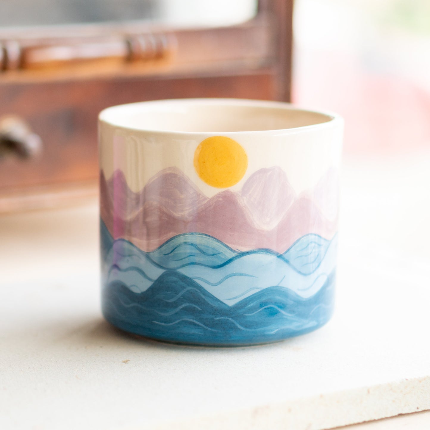 Unique Planter Ceramic Flower Pot, Sea and Sun Theme Tropical Decor, Plant Pot Unique, Cute Plant Pot