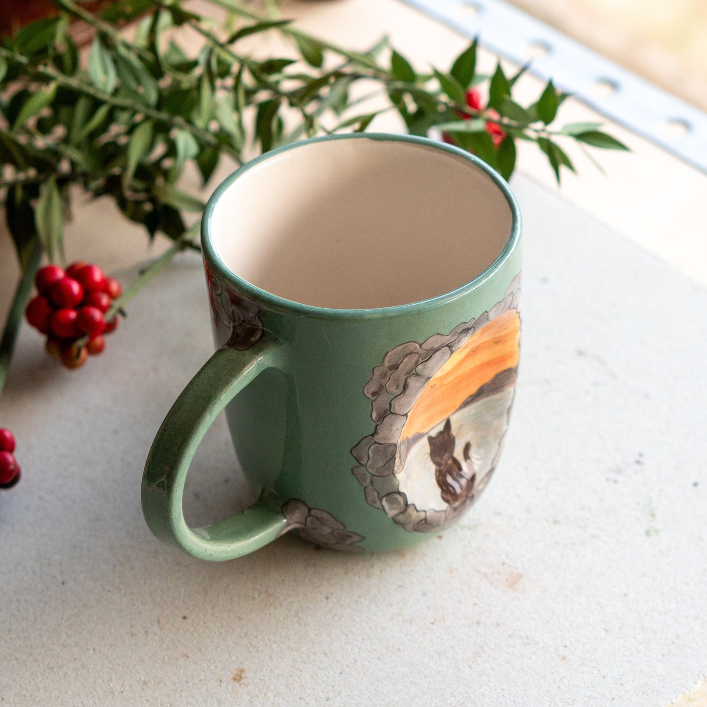 Hand-painted cute cat mug, a bespoke piece of art for your home
