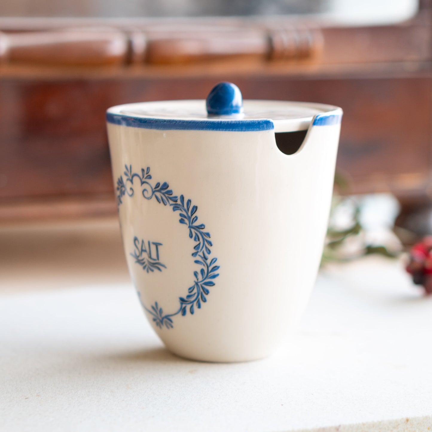 Jar with Lid - Salt Sugar Coffee Jar, Handmade Vintage Jar Set, Salt Cellar, Spice Pot, Ceramic Jar Set