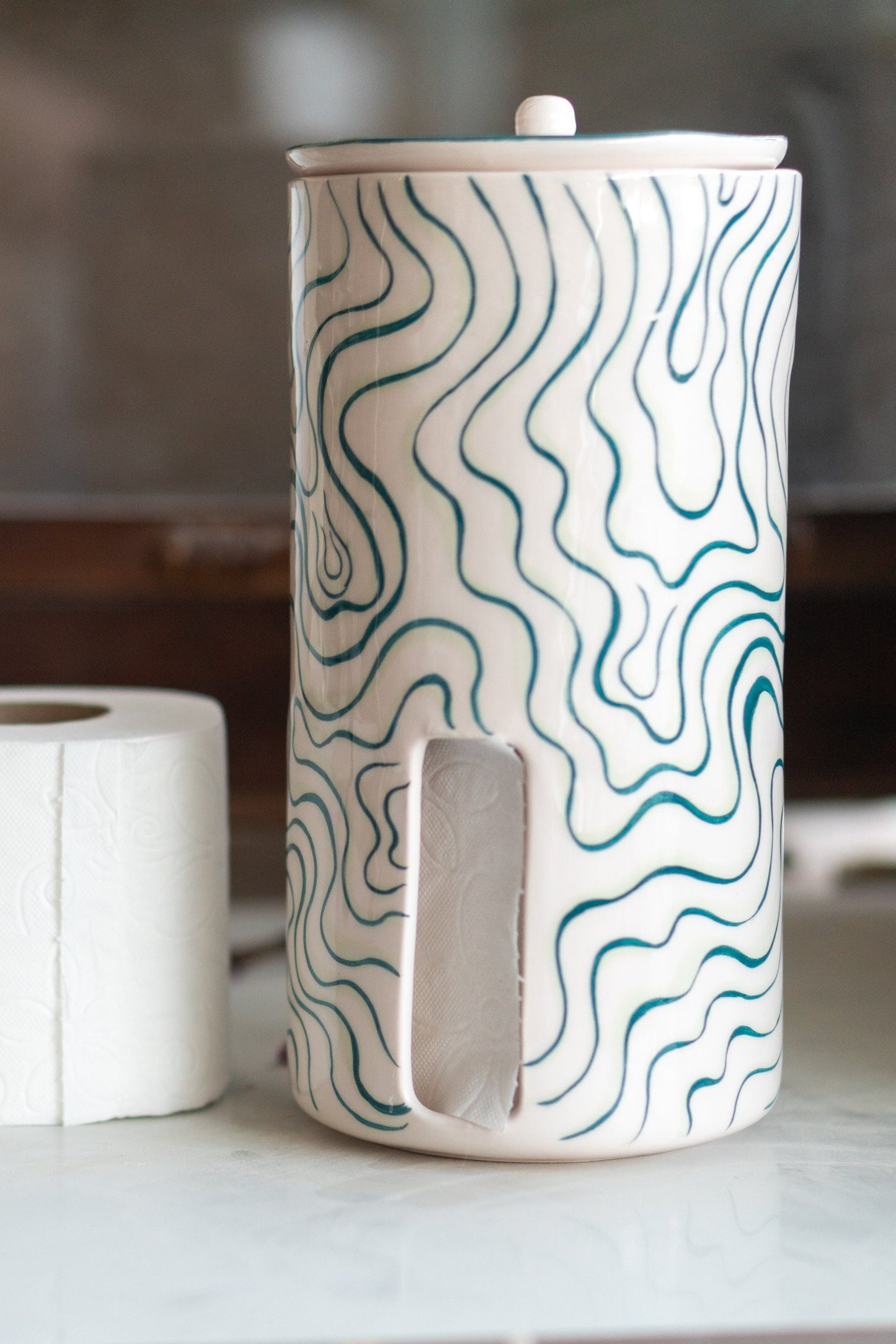 Toilet Paper Holder, Freestanding TP Holder, Handmade Bathroom Decor