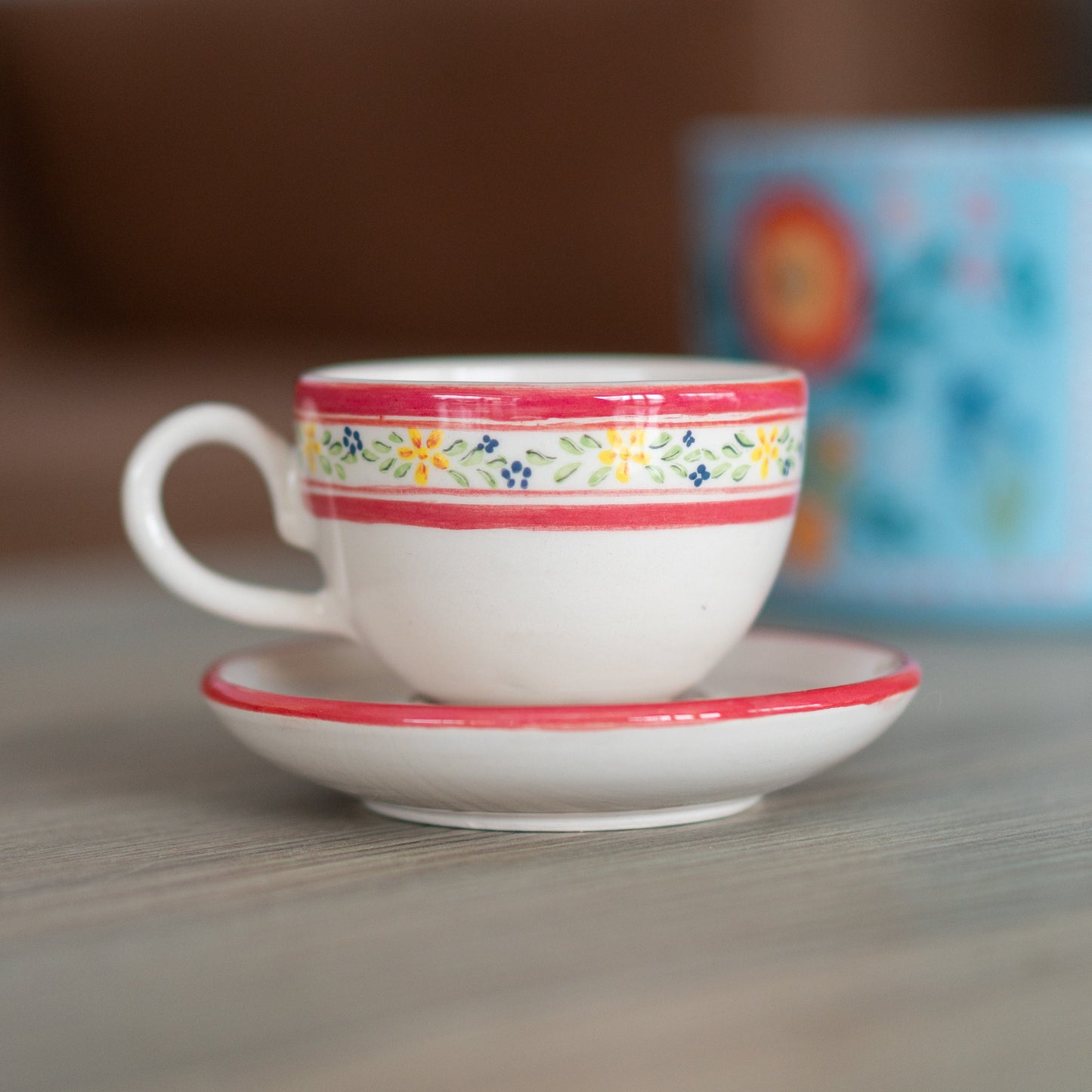 Handmade Espresso Cup - Ceramic Coffee Cup, Coffee Mug, Flower Decorated Mug, Flower Drinkware, Mom Gift