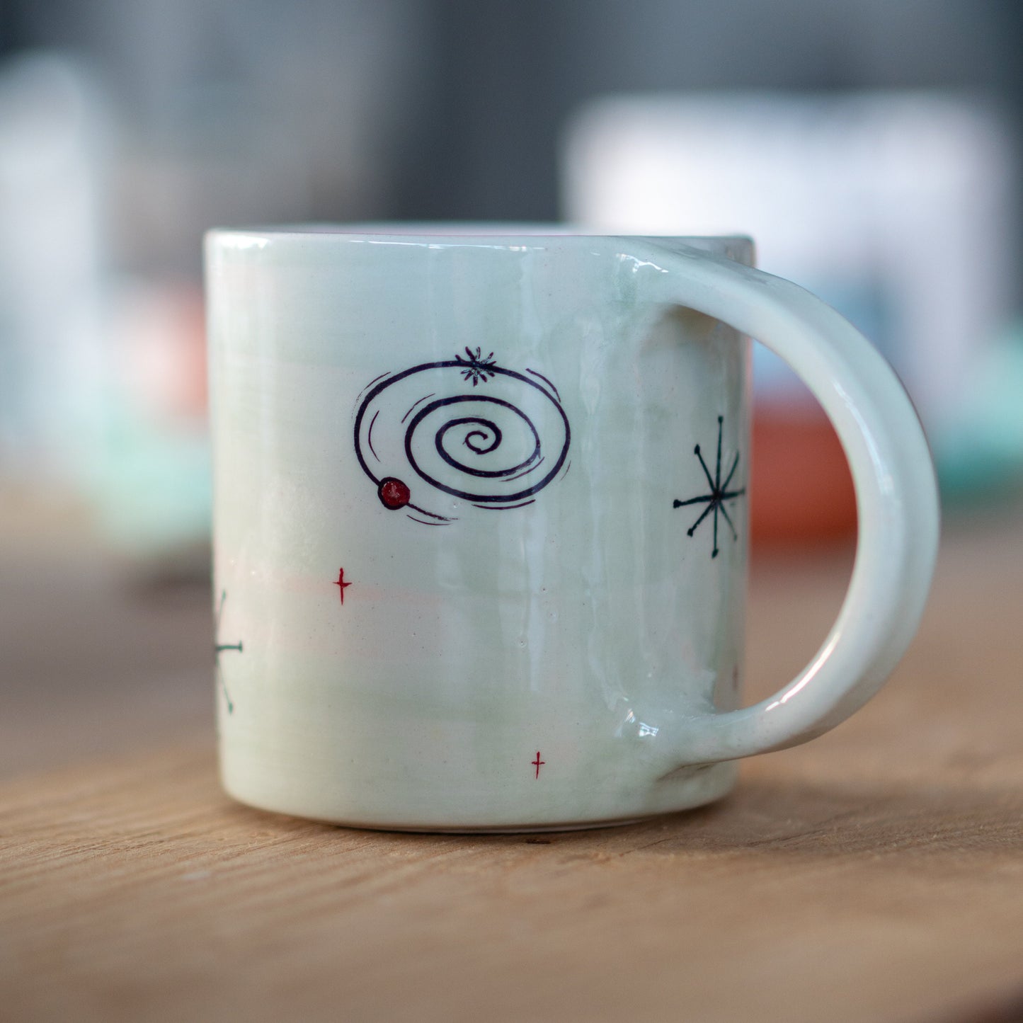 Handmade Atomic Cat Mug - Black Cat Mug, Handmade Ceramic Mug, Pottery Mug, Custom Cat Mug
