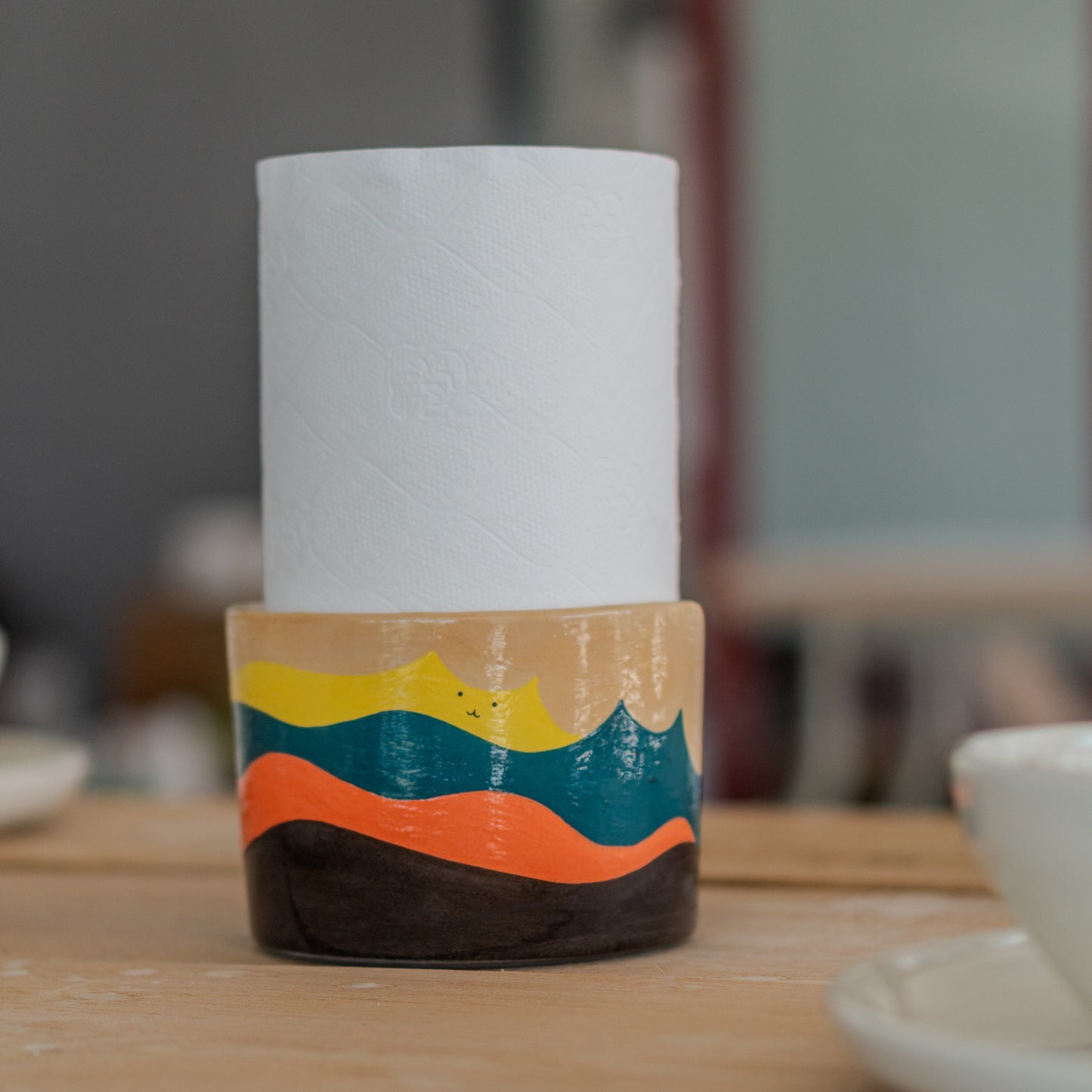 Ceramic Paper Towel Holder - Cat Paper Towel Holder, Cat Lover Home Decor, Ceramic Towel Rack, Unique Gift for Home