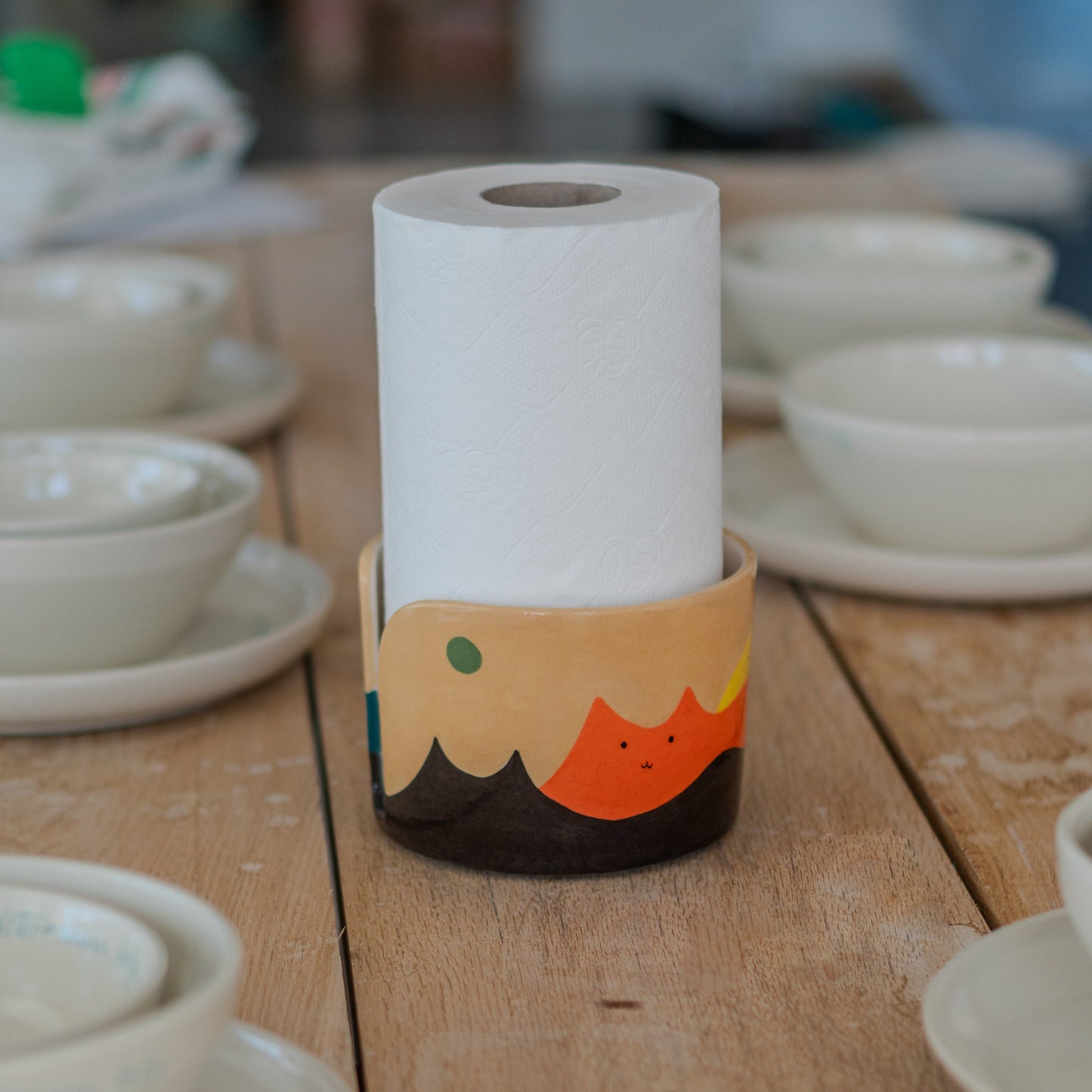 Ceramic Paper Towel Holder - Cat Paper Towel Holder, Cat Lover Home Decor, Ceramic Towel Rack, Unique Gift for Home