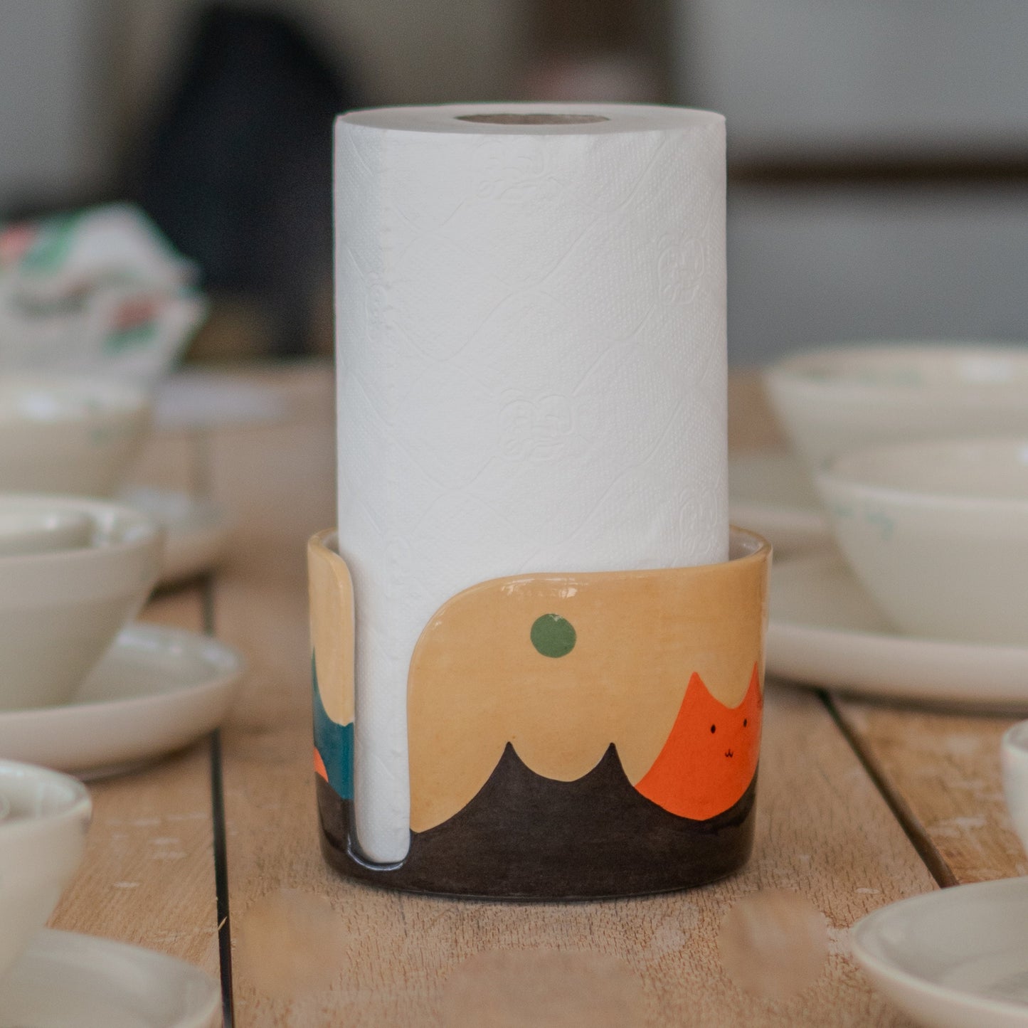 Ceramic Paper Towel Holder - Cat Paper Towel Holder, Cat Lover Home Decor, Ceramic Towel Rack, Unique Gift for Home