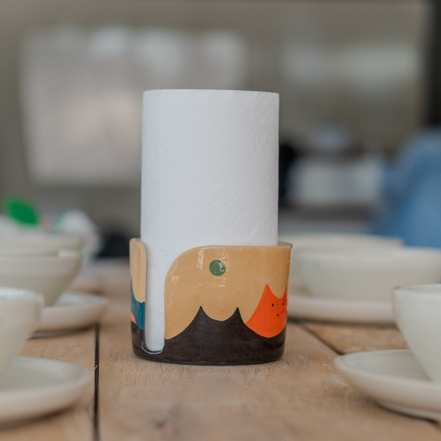 Ceramic Paper Towel Holder - Cat Paper Towel Holder, Cat Lover Home Decor, Ceramic Towel Rack, Unique Gift for Home