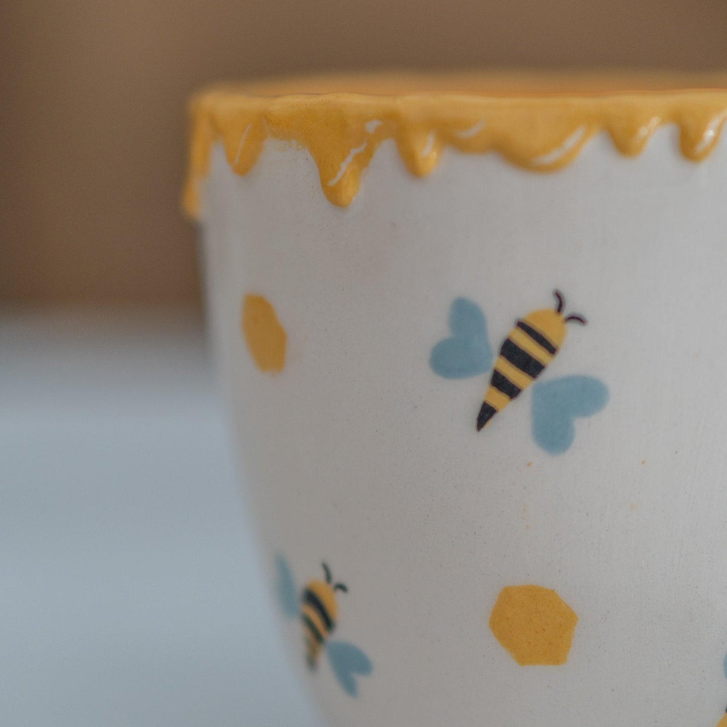 Pottery Mug - Honey and Bee Ceramic Mug, Handmade Coffee Mug, Unique Mug, Nature Lover Gift