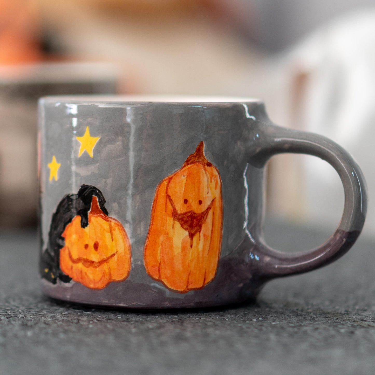 Funny Cats Halloween Mug, Pumpkin Coffee Mug, Pottery Ceramic Mug